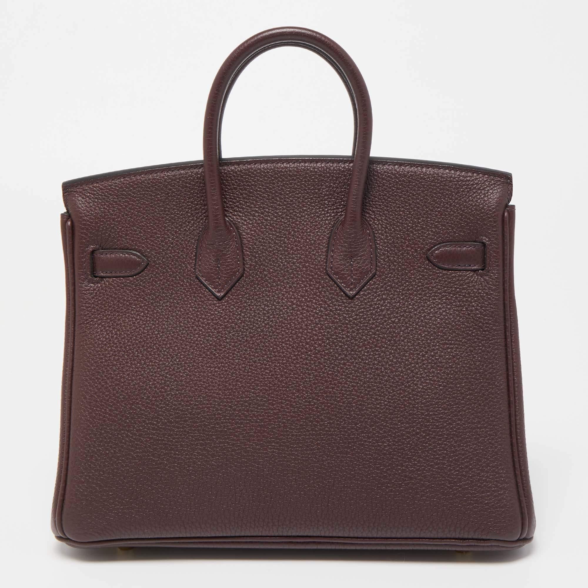 Women's Hermes Rouge Sellier Togo Leather Gold Finish Birkin 25 Bag