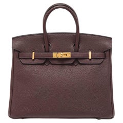 Hermes Rouge Sellier Togo Leather Gold Finish Birkin 25 Bag