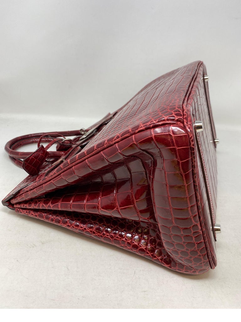 Hermes Braise Red Shiny Porosus Crocodile Birkin 35 Auction