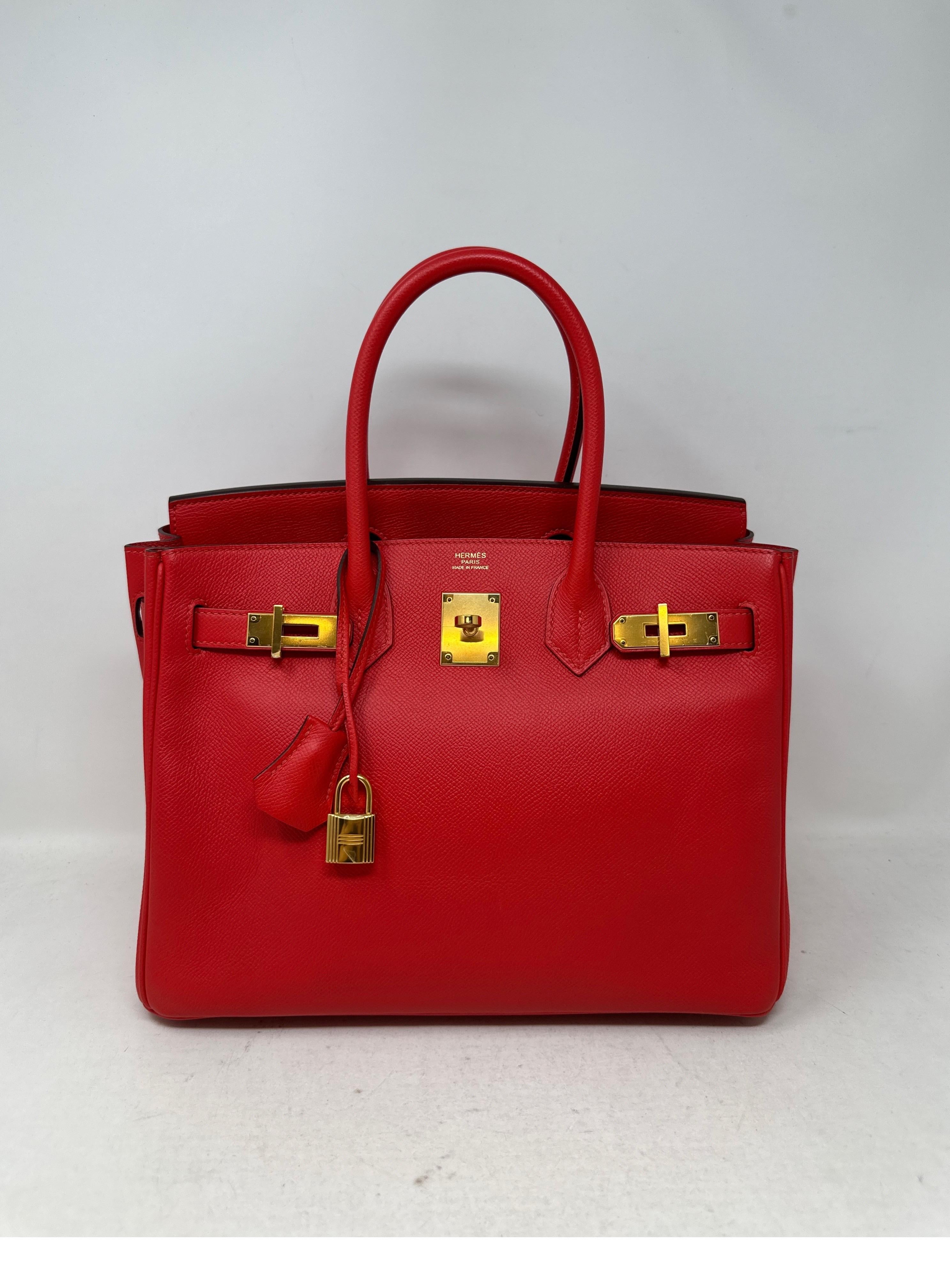 Hermes Rouge Tomate Birkin 30 Bag  In Excellent Condition For Sale In Athens, GA