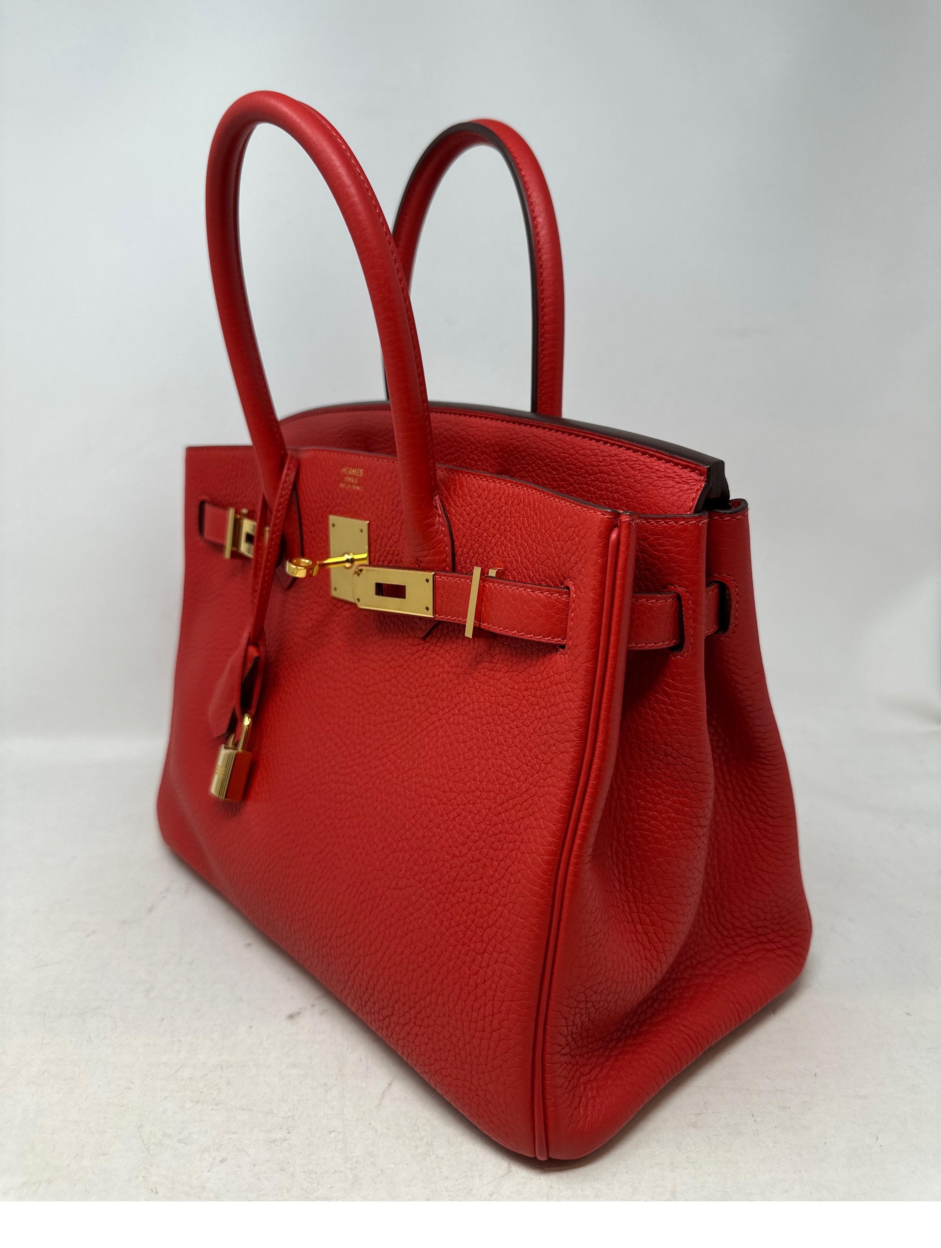 Women's or Men's Hermes Rouge Tomate Birkin 30 Bag 