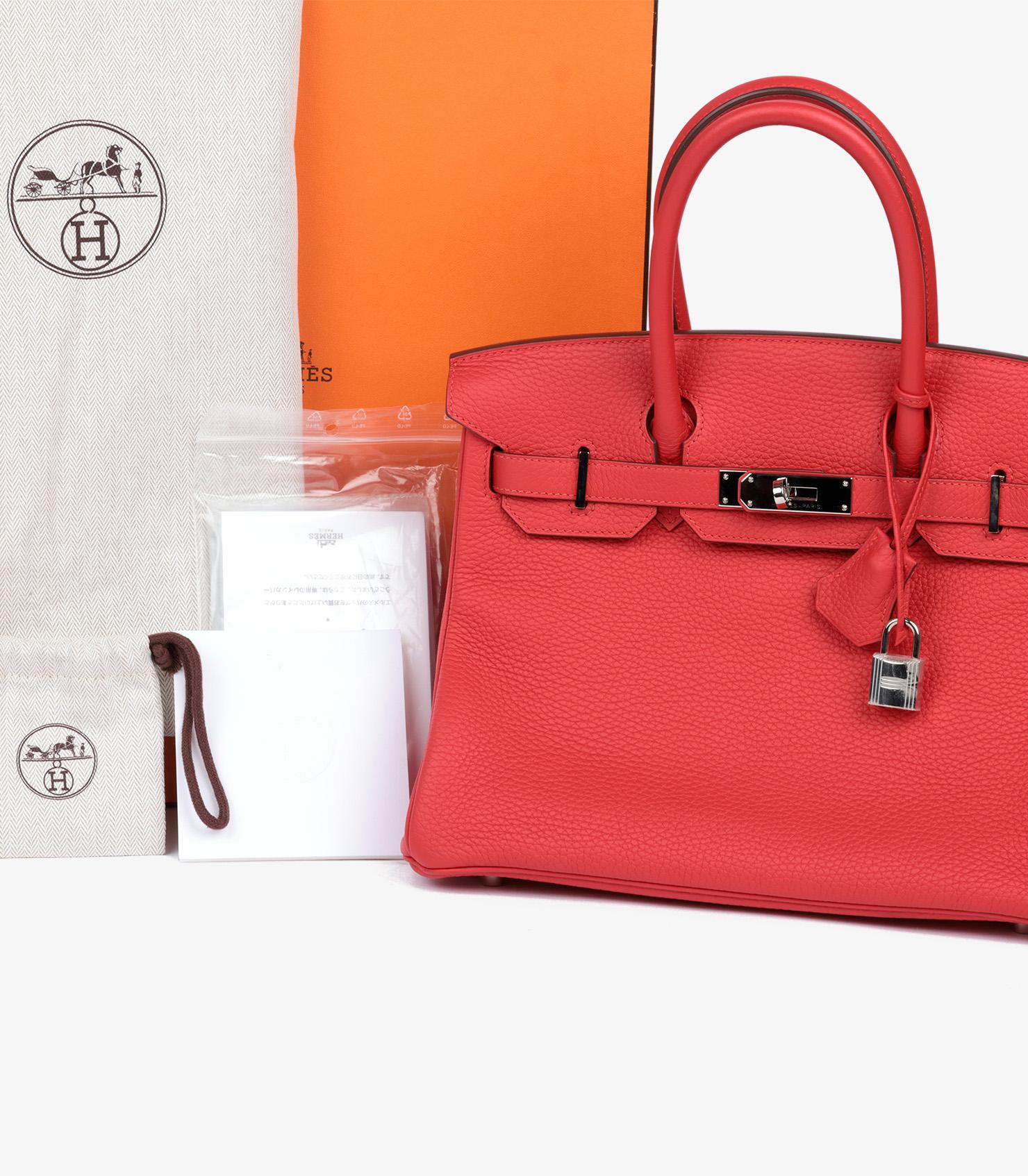 Hermès Rouge Tomate Clemence Leather Birkin 30cm For Sale 7