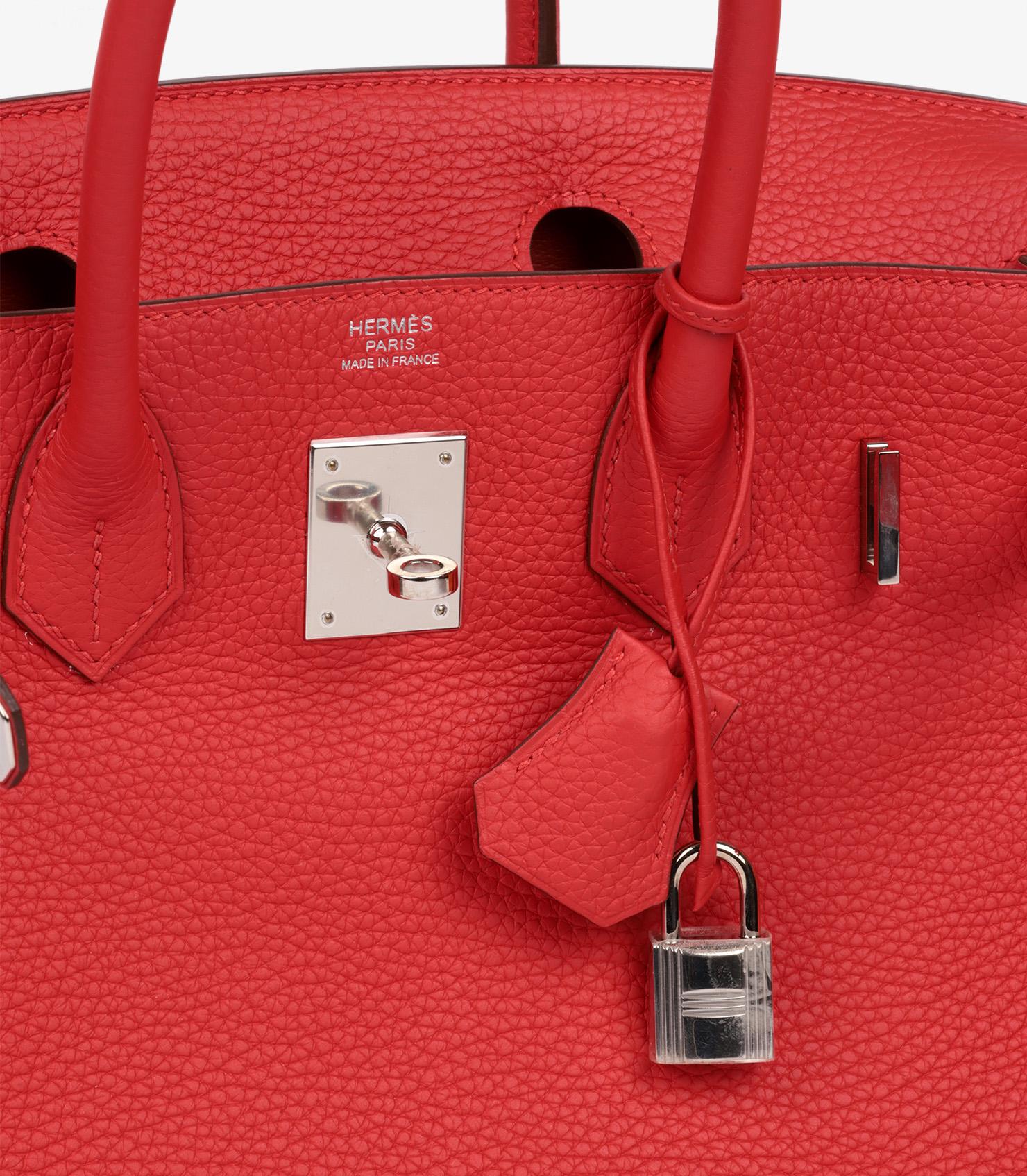 Hermès Rouge Tomate Clemence Leather Birkin 30cm For Sale 4