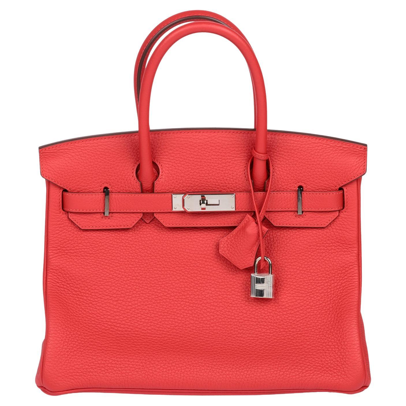 Hermès Rouge Tomate Clemence Leather Birkin 30cm For Sale