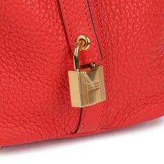 Hermes Rouge Tomate Clemence Leder Picotin Schloss 18cm