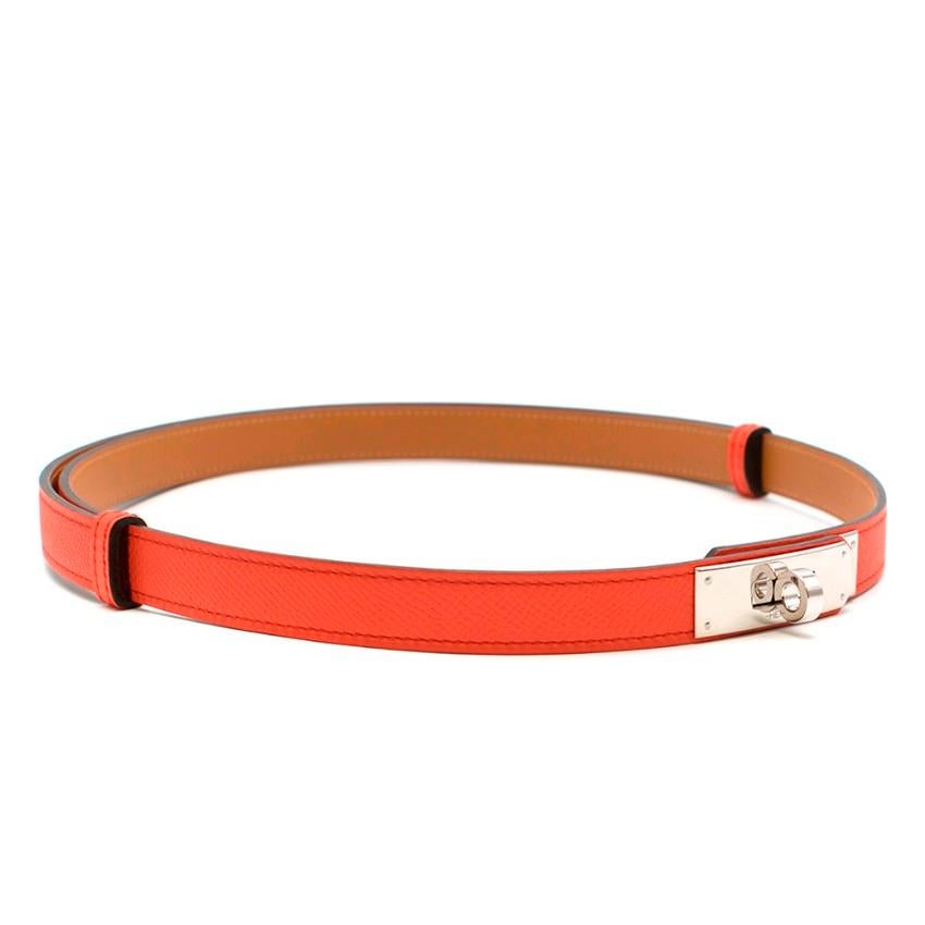 Hermes Kelly belt in Rouge Tomate Epsom Leather & Gold Swift Leather, palladium hardware. Hermes 2015

Age T - 2015

One Size - Adjustable from 58cm - 106cm

Condition 9.5/10