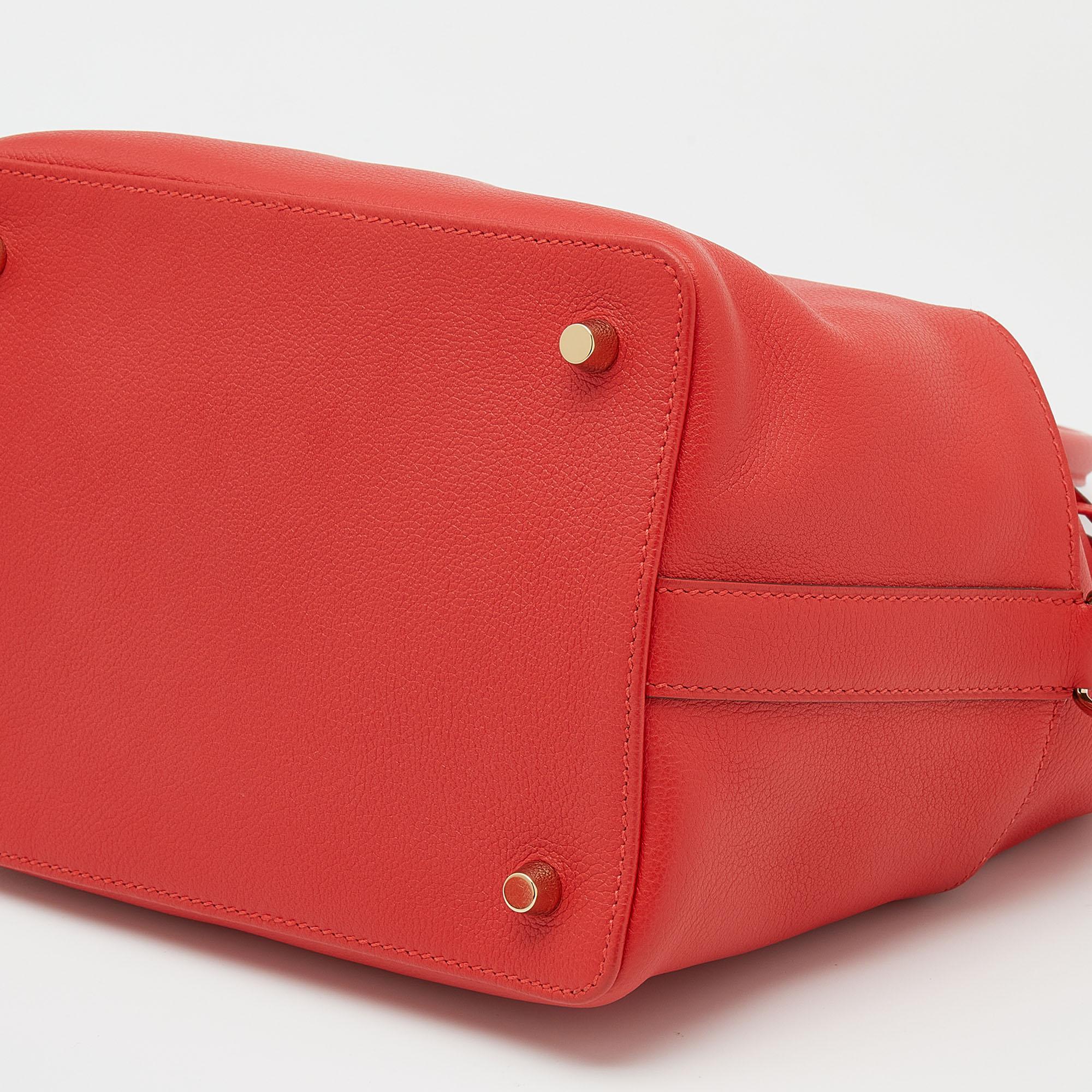 Hermes Rouge Tomate Evercolor Leather Gold Plated Toolbox 20 Bag 2