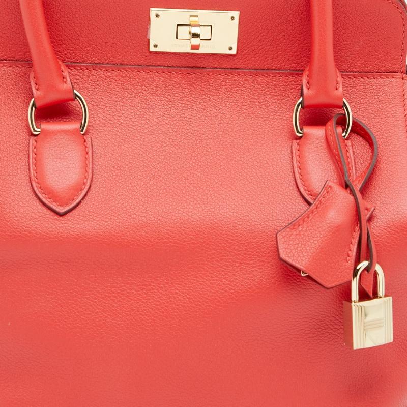 Hermes Rouge Tomate Evercolor Leather Gold Plated Toolbox 20 Bag 3