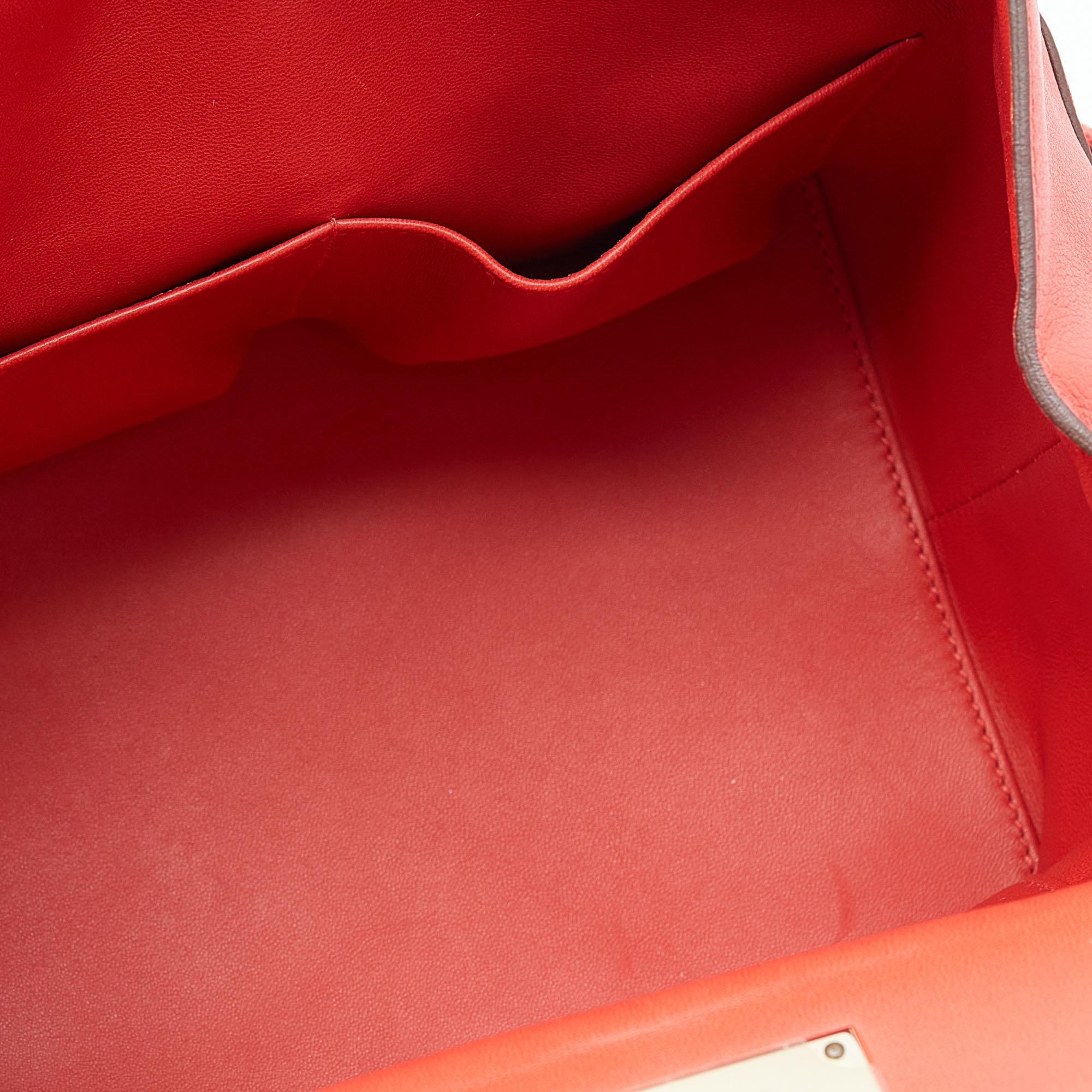 Red Hermes Rouge Tomate Evercolor Leather Gold Plated Toolbox 20 Bag