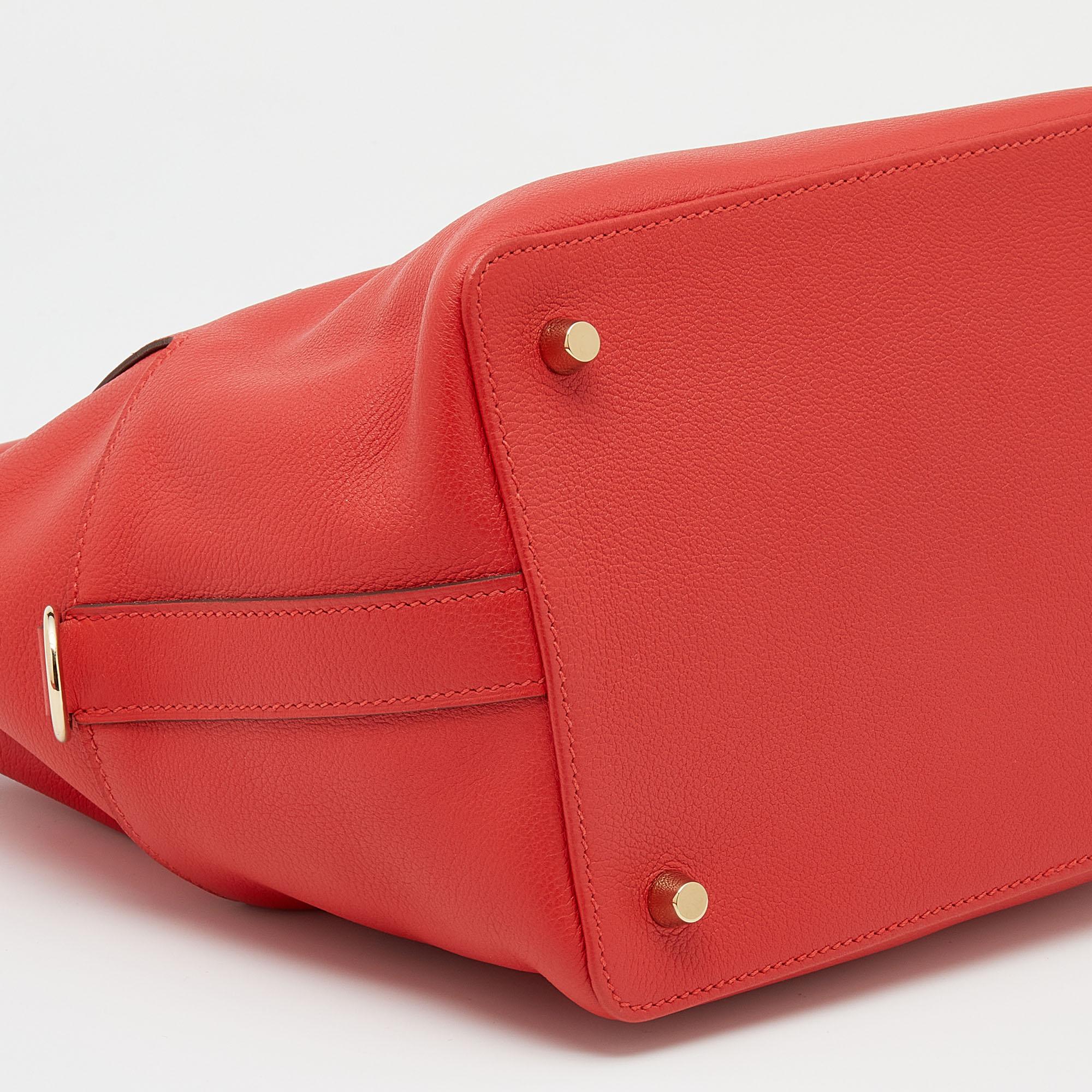 Hermes Rouge Tomate Evercolor Leather Gold Plated Toolbox 20 Bag 1