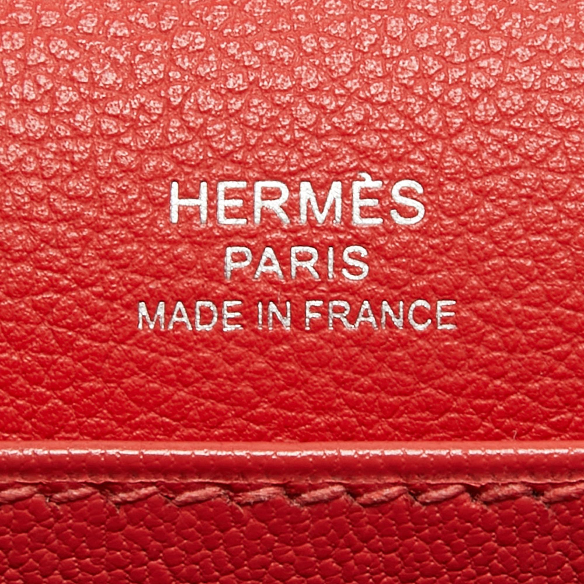 Hermes Rouge Tomate Evercolor Leather Roulis Mini Bag 7