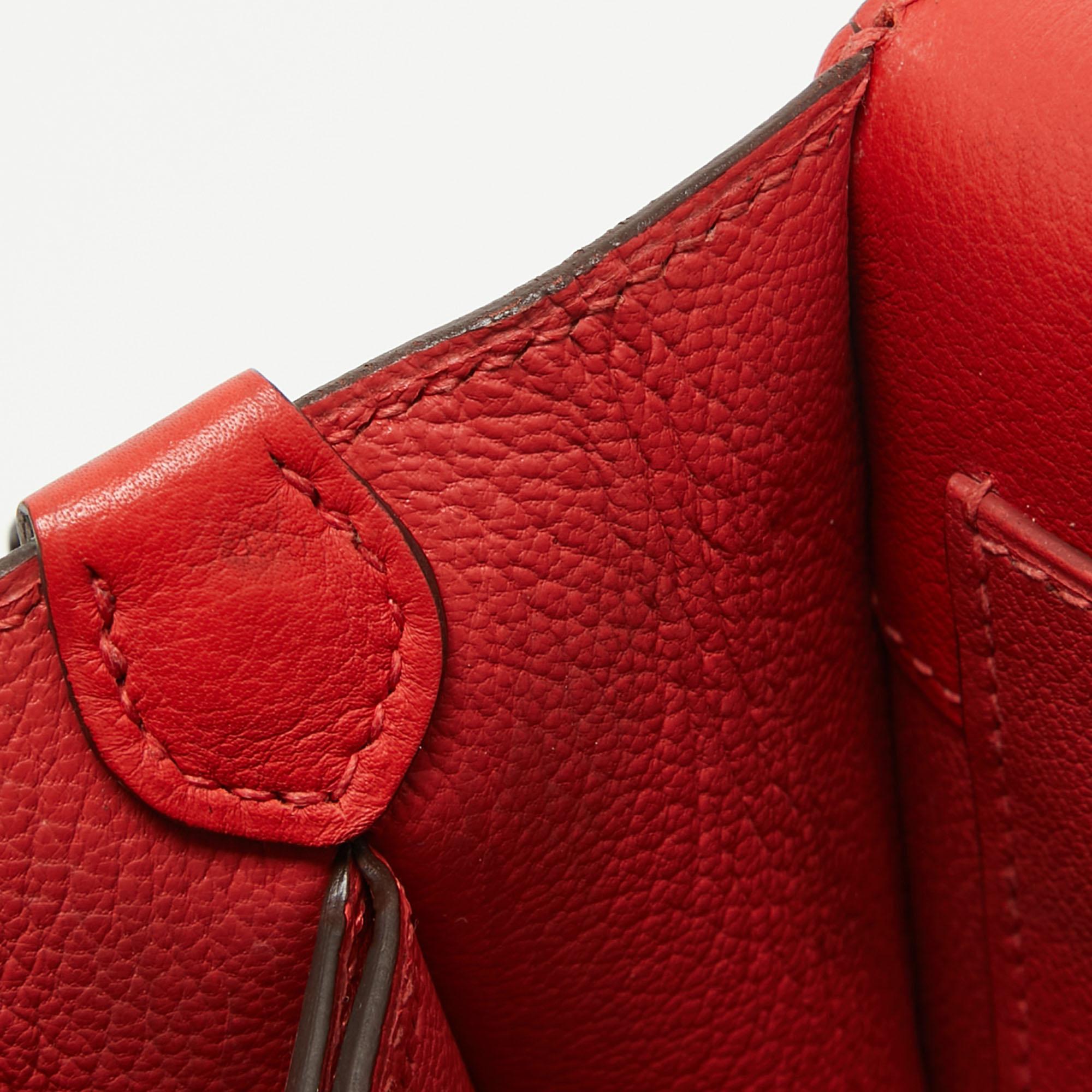 Hermes Rouge Tomate Evercolor Leather Roulis Mini Bag 8
