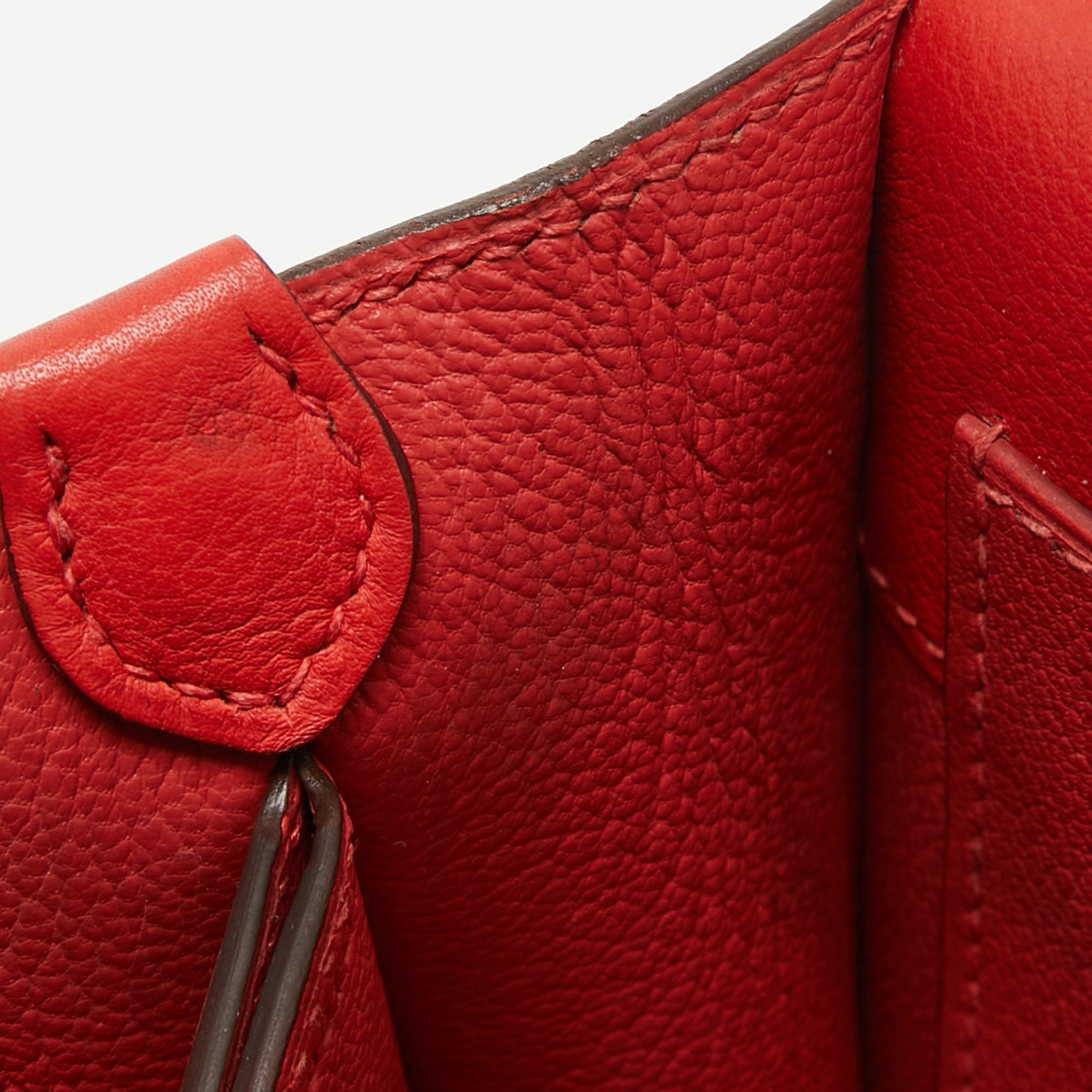Hermes Rouge Tomate Evercolor Leather Roulis Mini Bag 9