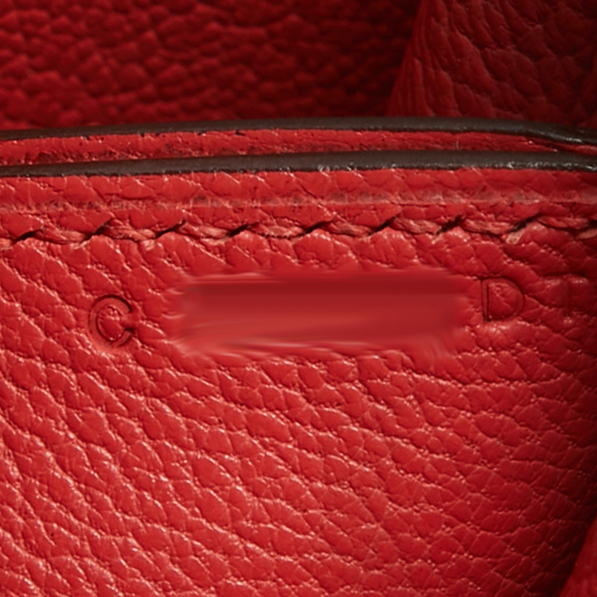 Hermes Rouge Tomate Evercolor Leather Roulis Mini Bag 13