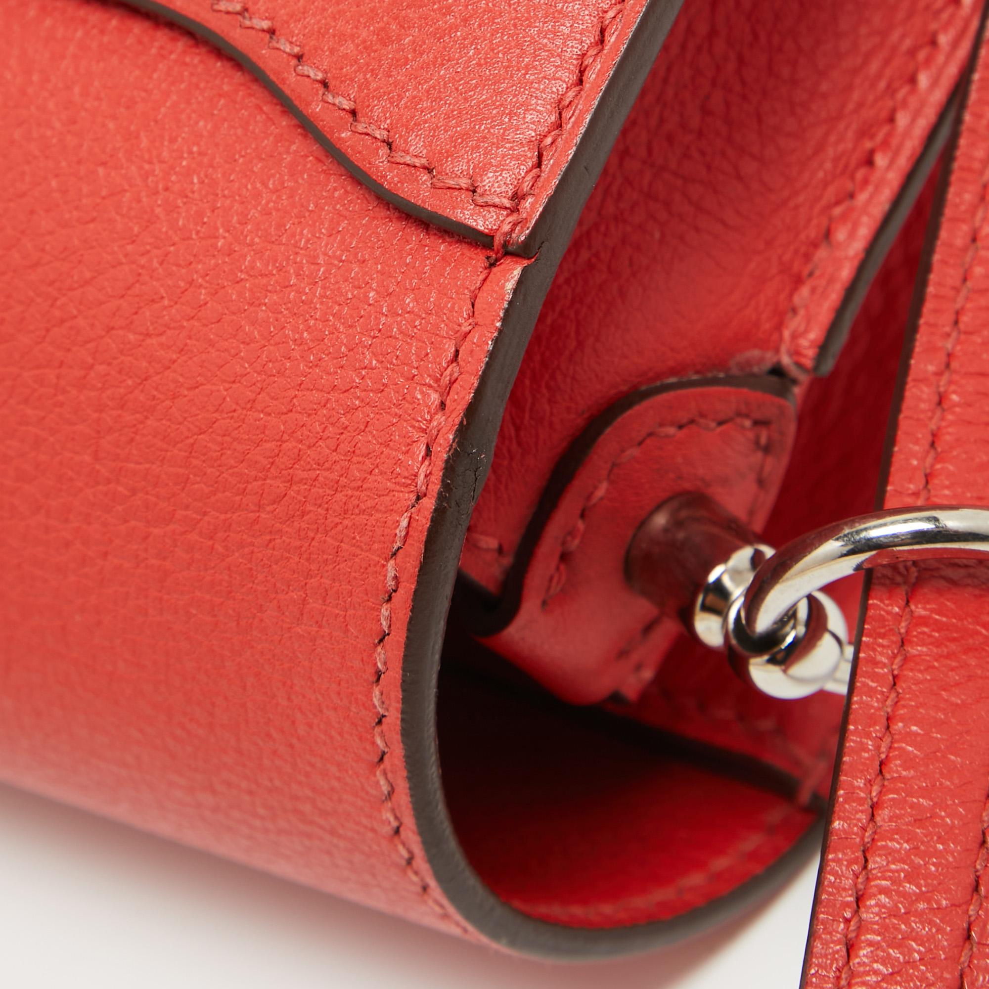 Hermes Rouge Tomate Evercolor Leather Roulis Mini Bag 14