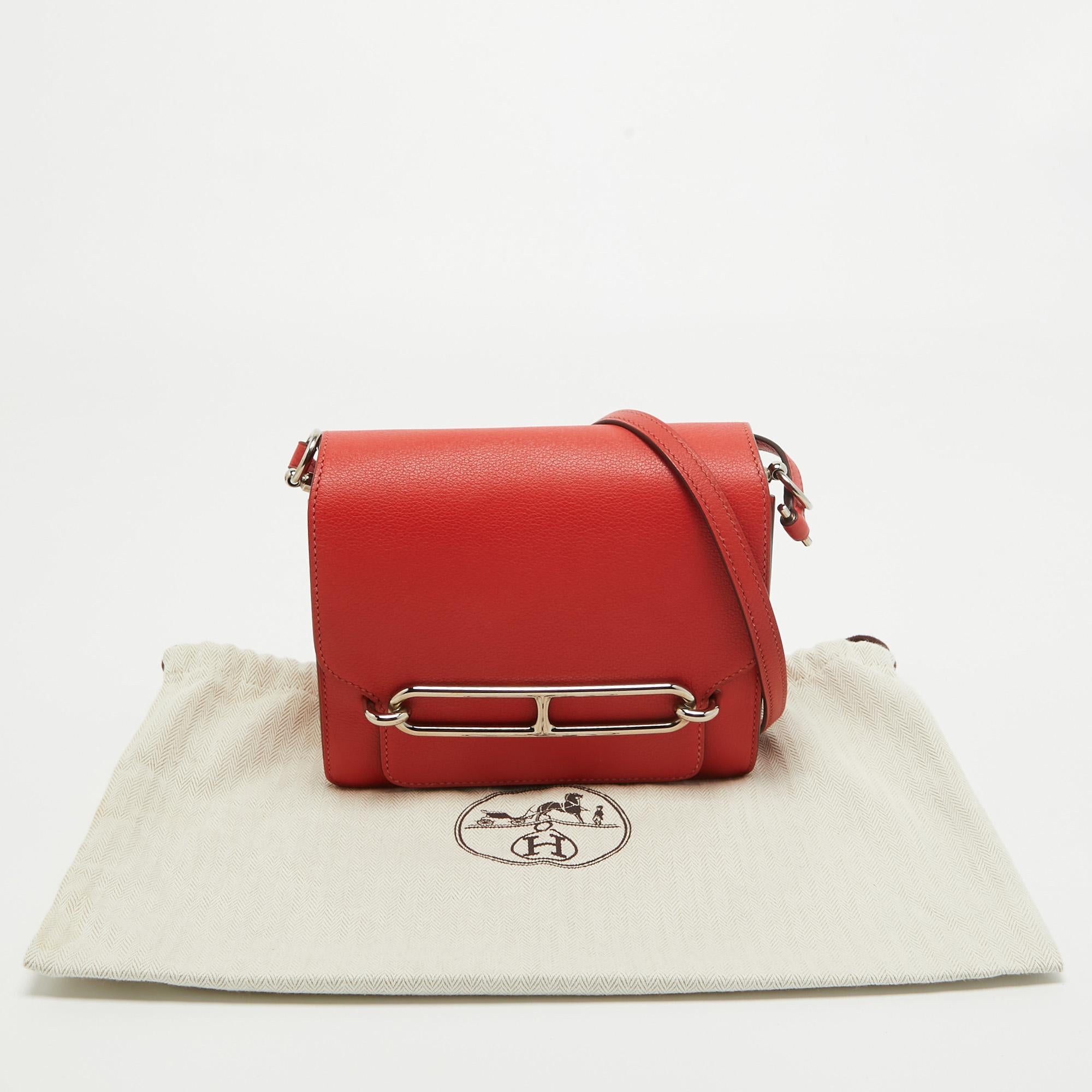 Hermes Rouge Tomate Evercolor Leather Roulis Mini Bag 15