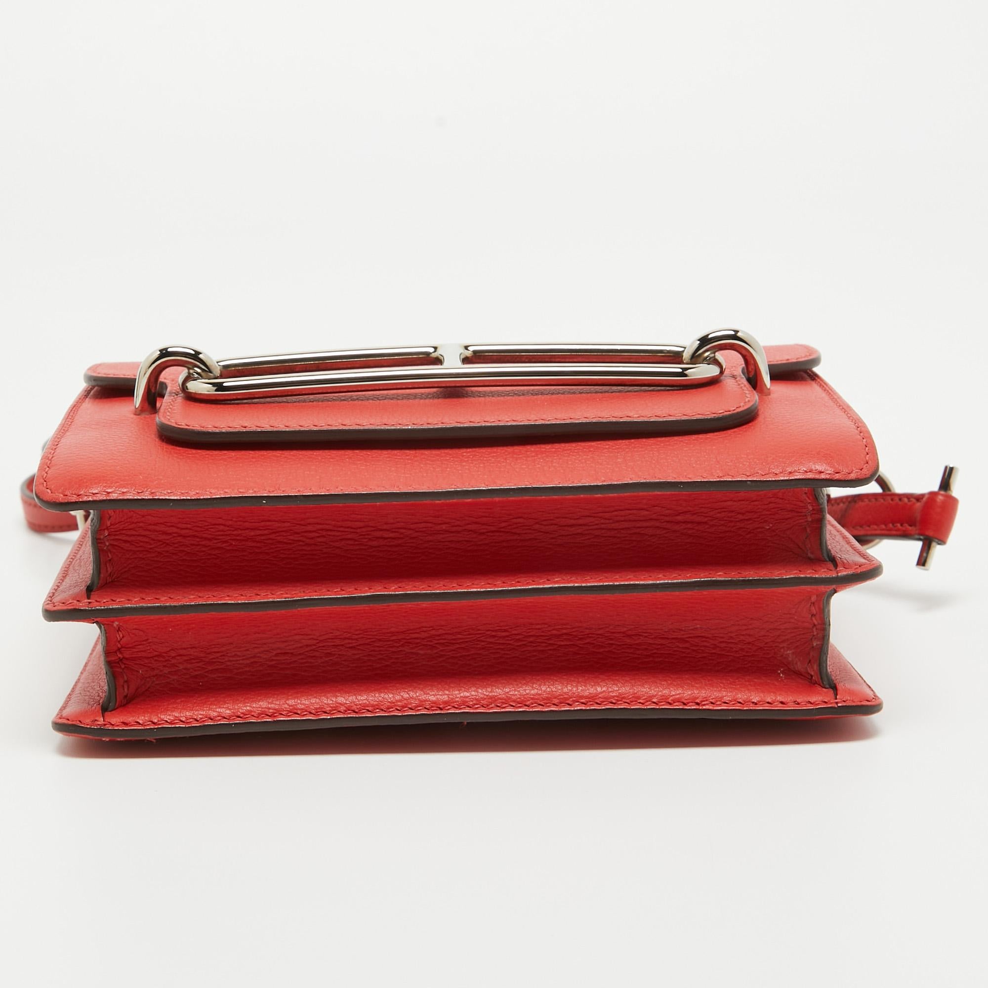Hermes Rouge Tomate Evercolor Leather Roulis Mini Bag 1