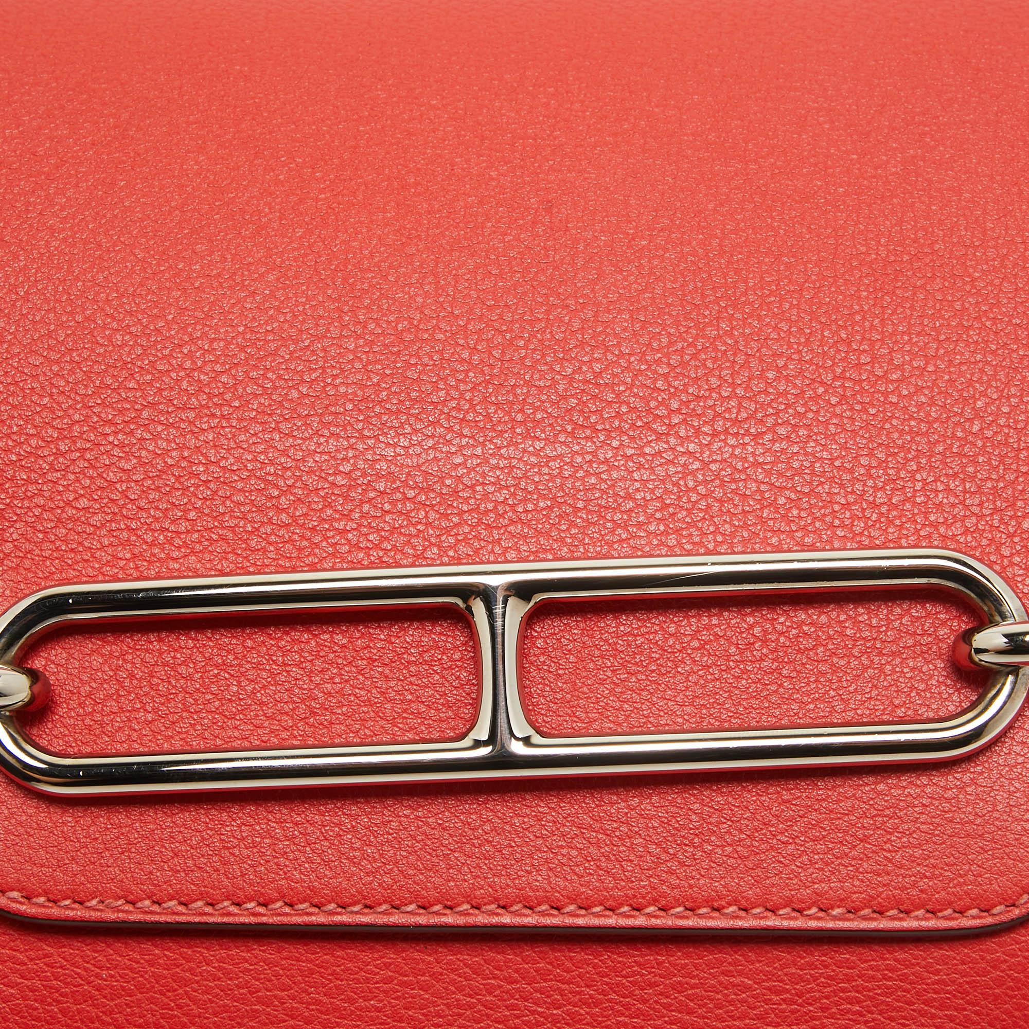 Hermes Rouge Tomate Evercolor Leather Roulis Mini Bag 4