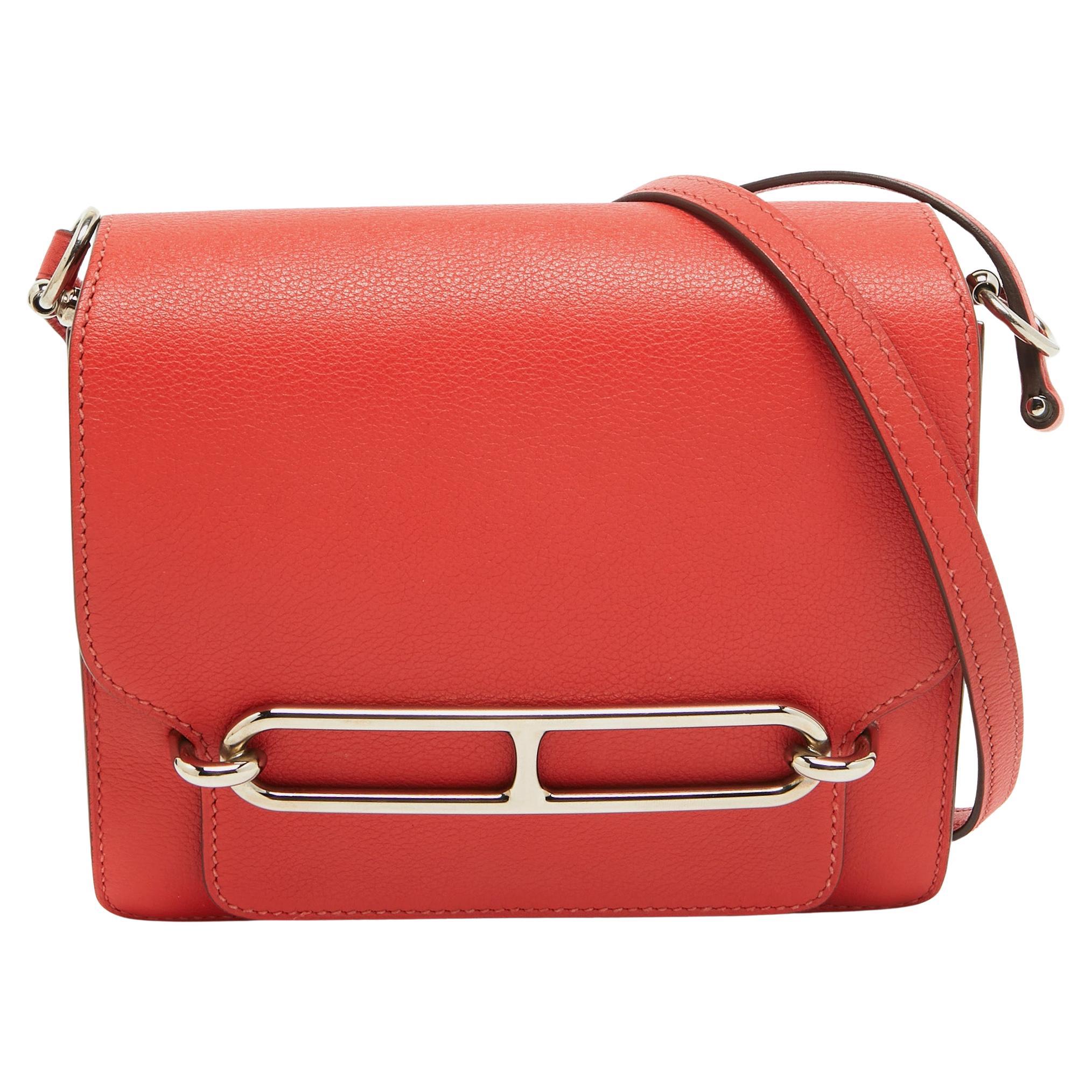 Hermes Rouge Tomate Evercolor Leather Roulis Mini Bag