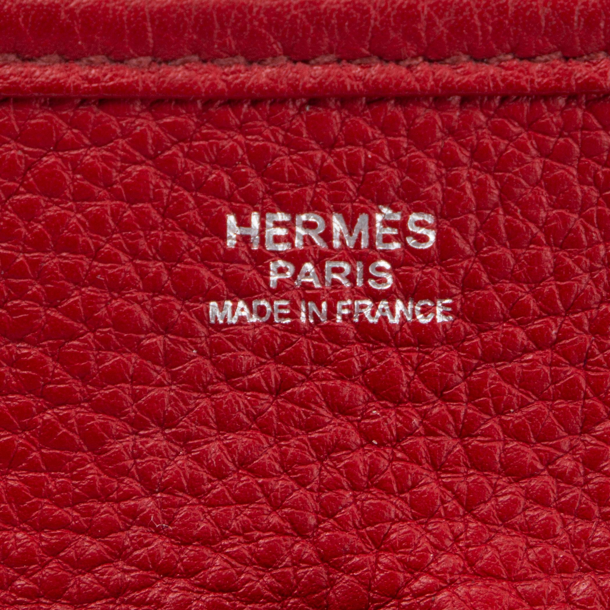 HERMES Rouge Tomate red Clemence leather EVELYNE III 29 PM Crossbody Bag Phw 1