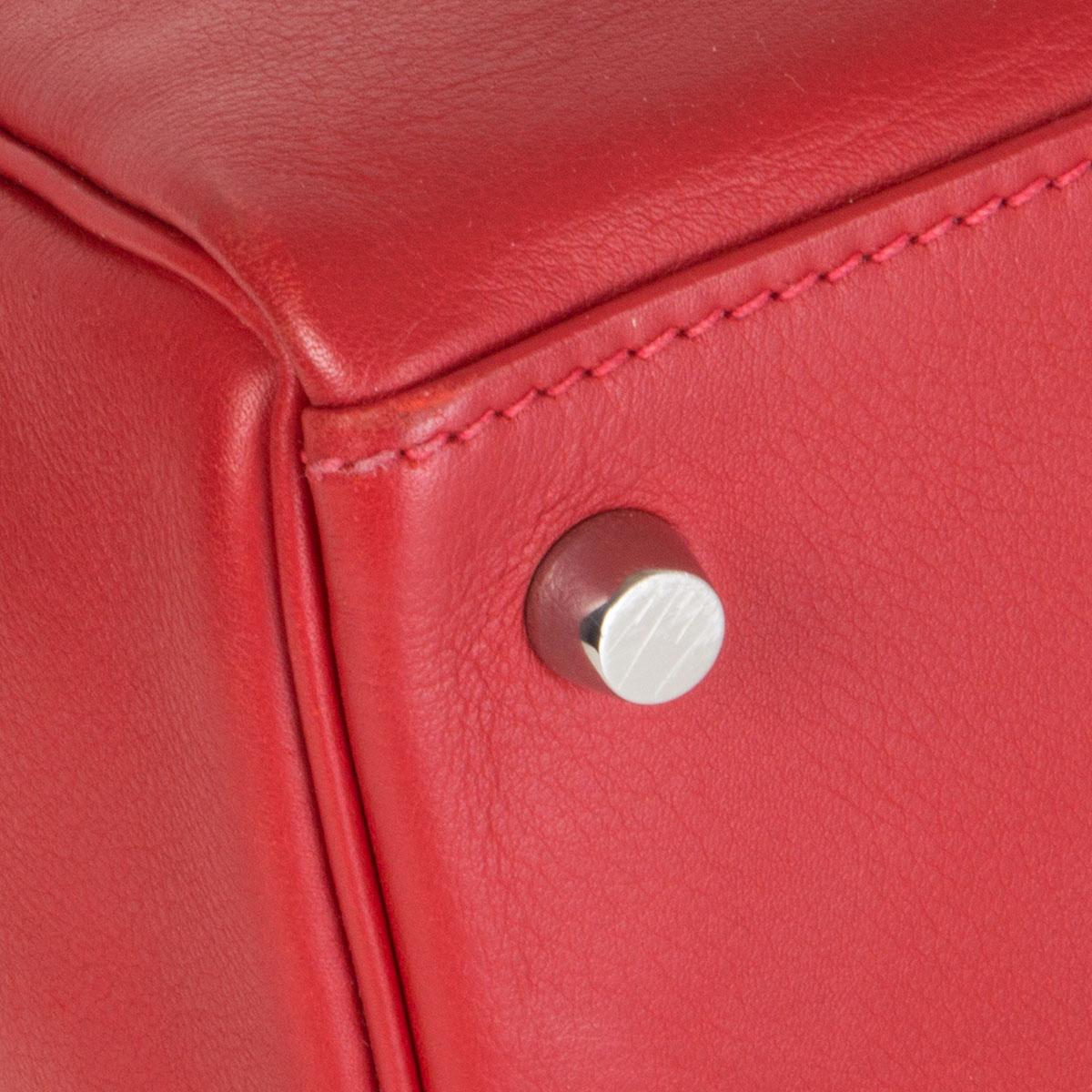 HERMES Rouge Tomate red Swift leather KELLY 28 RETOURNE Bag Palladium 2