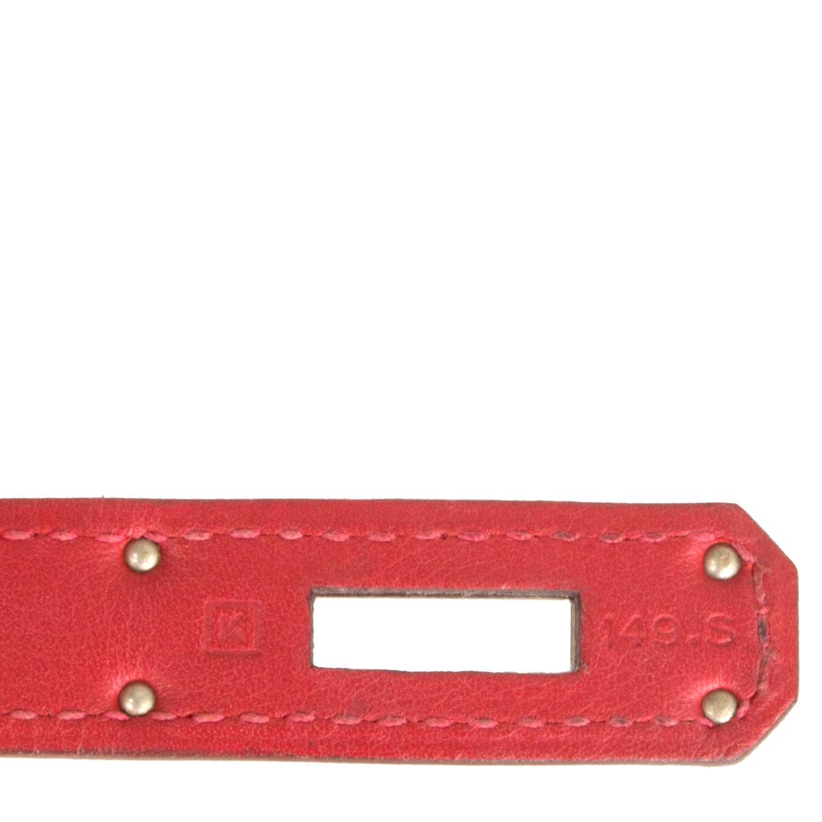 HERMES Rouge Tomate red Swift leather KELLY 28 RETOURNE Bag Palladium 5