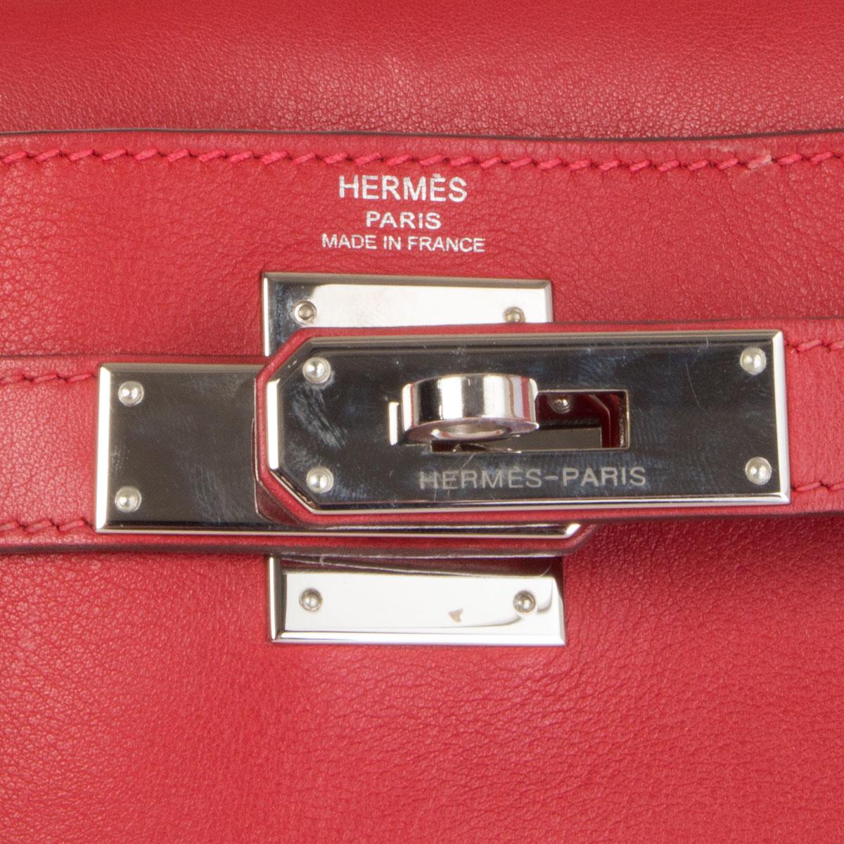 HERMES Rouge Tomate red Swift leather KELLY 28 RETOURNE Bag Palladium In Excellent Condition In Zürich, CH