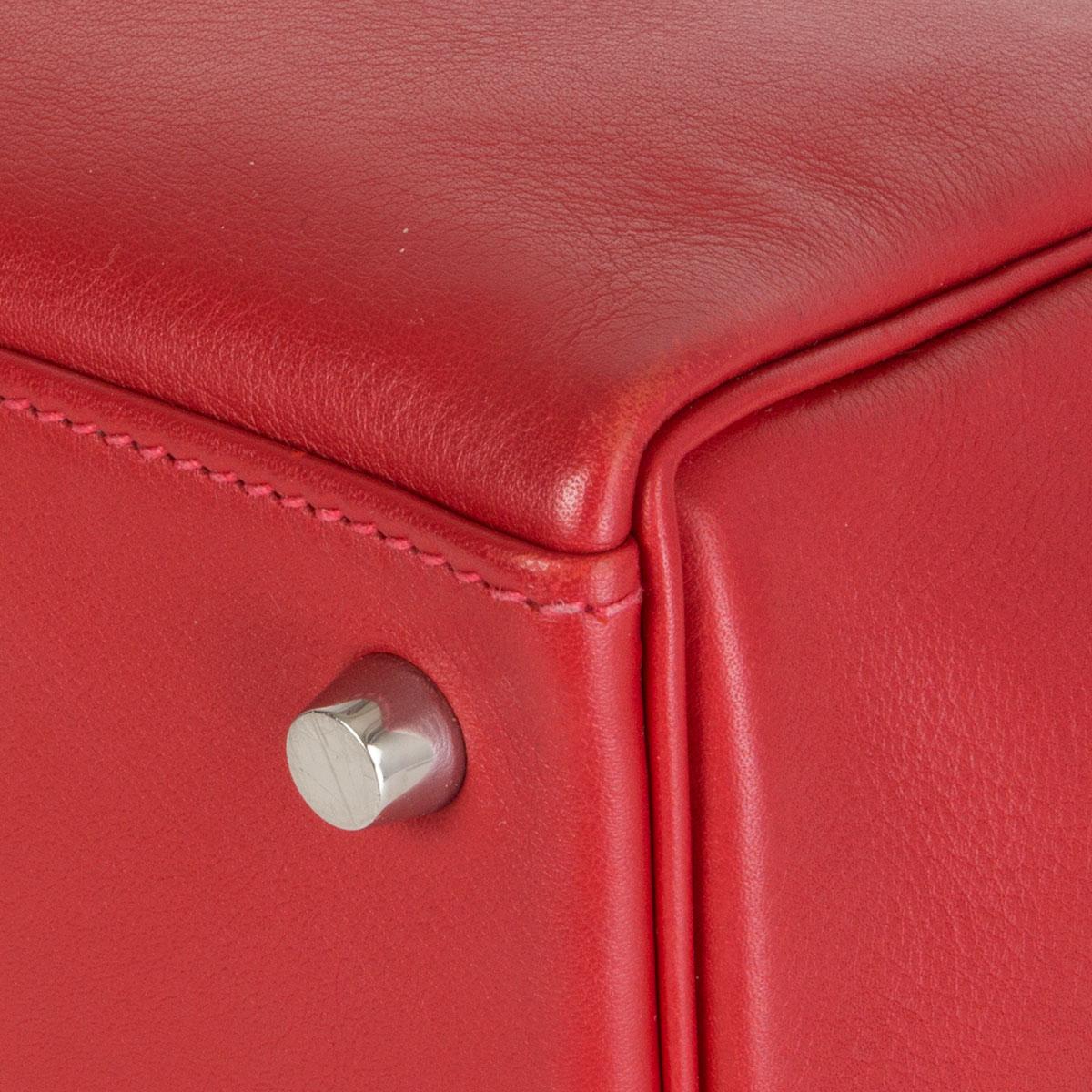 HERMES Rouge Tomate red Swift leather KELLY 28 RETOURNE Bag Palladium 1