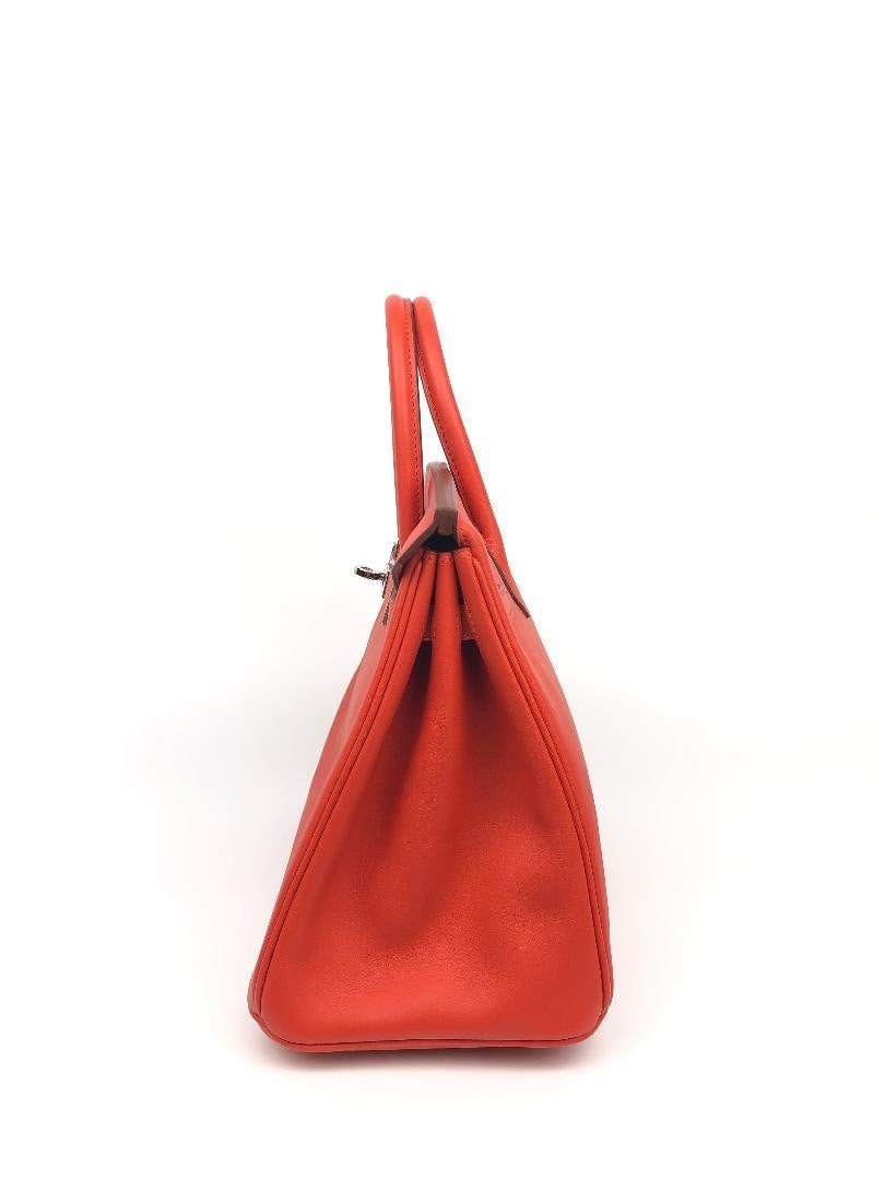 Red Hermès Rouge Tomate Swift Leather 25 cm Birkin Bag