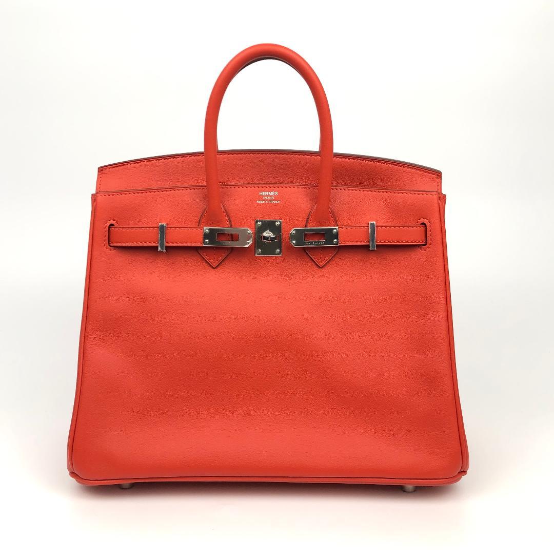 Women's Hermès Rouge Tomate Swift Leather 25 cm Birkin Bag