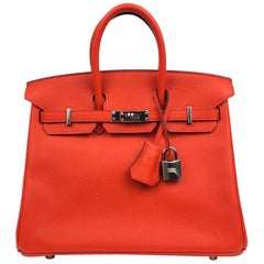 Hermès Rouge Tomate Swift Leather 25 cm Birkin Bag