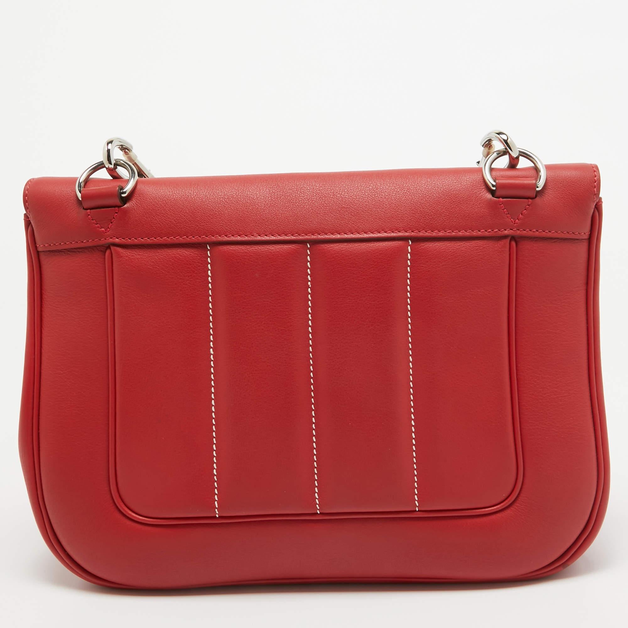 Hermes Rouge Tomate Swift Leather Palladium Finish Berline 28 Bag In Excellent Condition For Sale In Dubai, Al Qouz 2