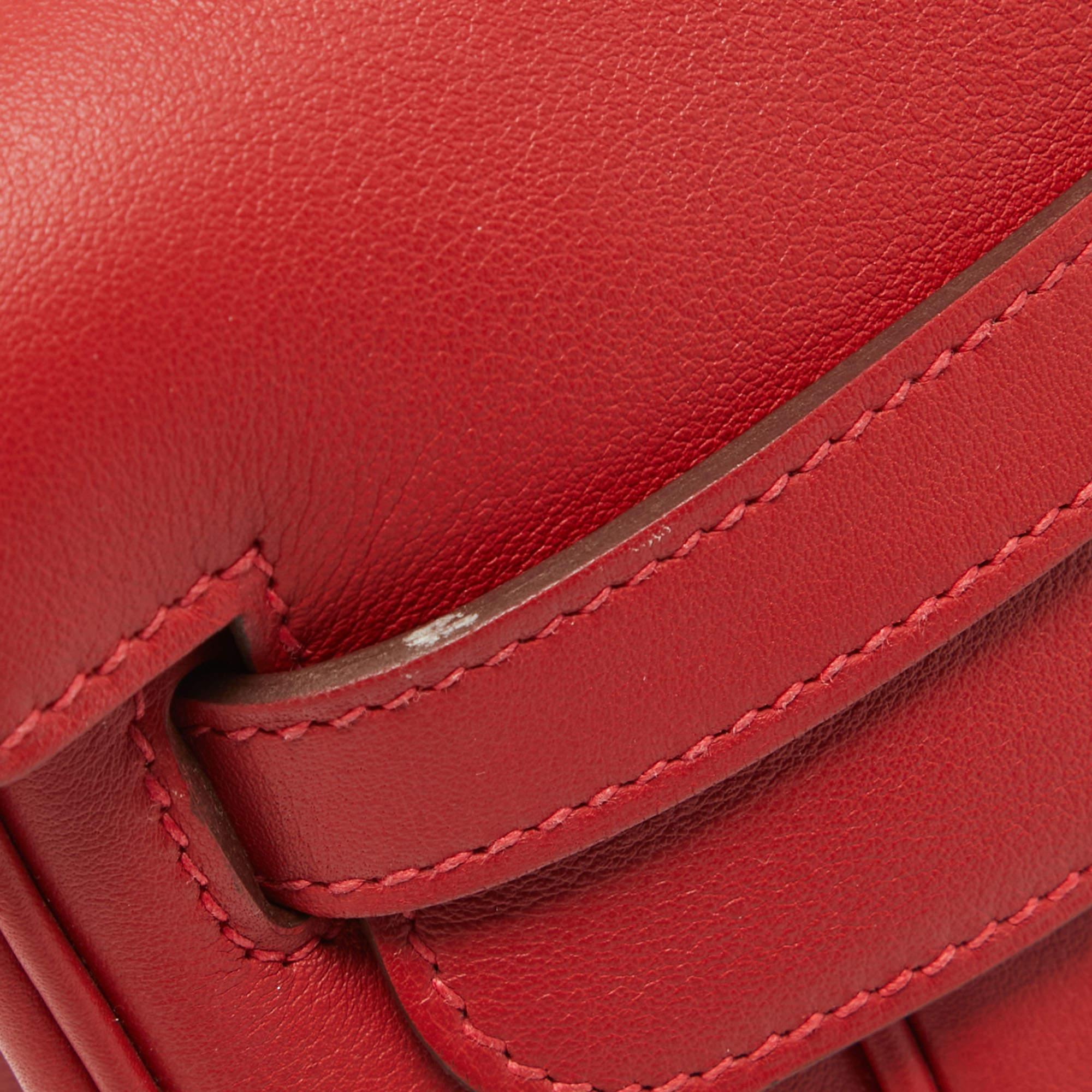 Hermes Rouge Tomate Swift Leather Palladium Finish Berline 28 Bag For Sale 2
