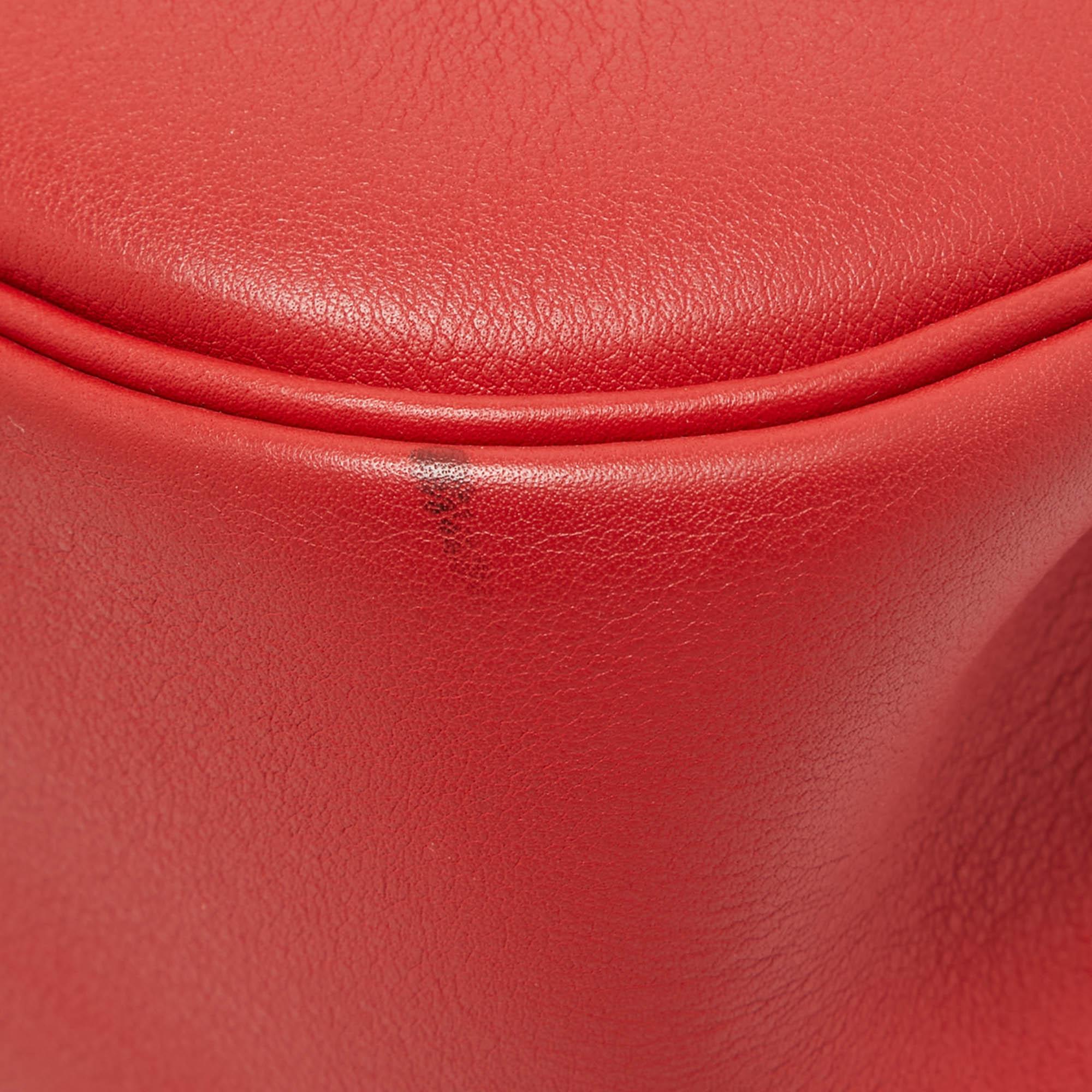 Hermes Rouge Tomate Swift Leather Palladium Finish Berline 28 Bag For Sale 3