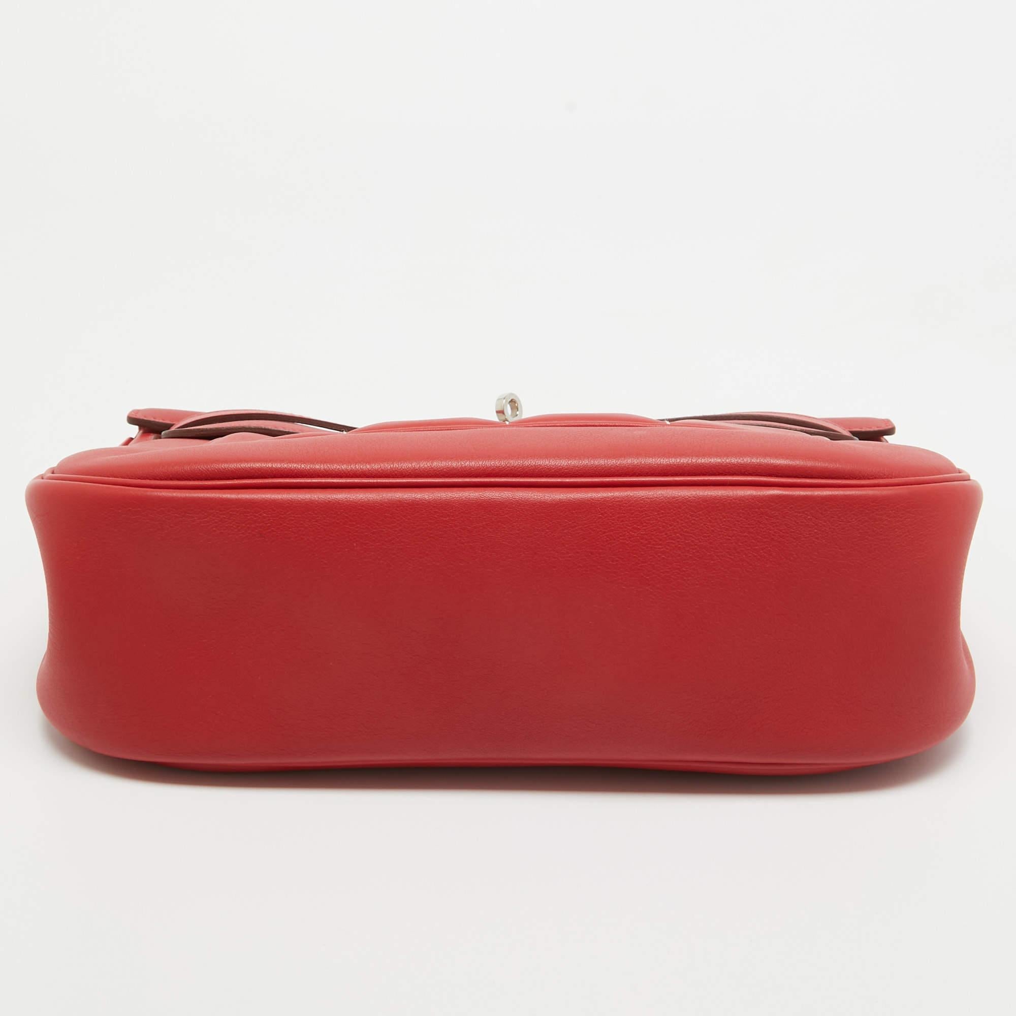 Hermes Rouge Tomate Swift Leather Palladium Finish Berline 28 Bag For Sale 4