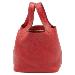 Hermes Rouge Tomate Taurillon Clemence Leather Picotin Lock 18 Bag