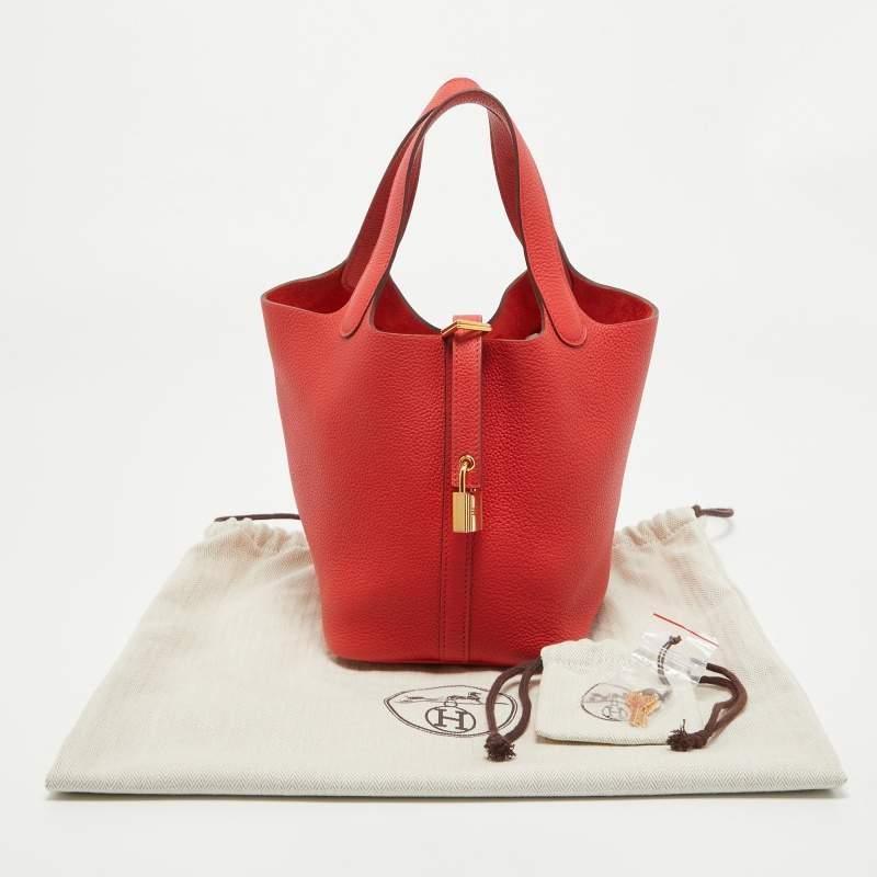 Hermès Rouge Tomate Togo Leather Picotin Lock 22 Bag 8