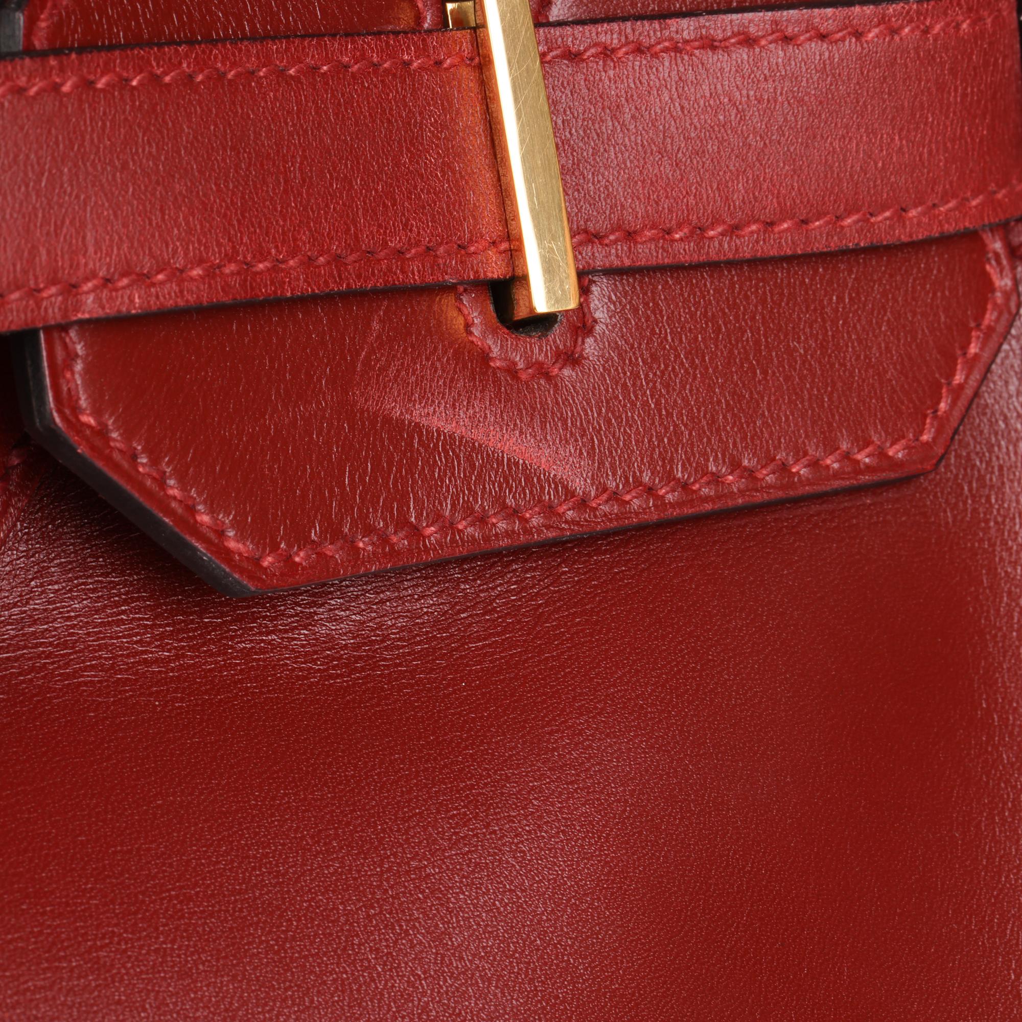 HERMÈS Rouge Vif Box Calf Leather Vintage Birkin 35cm Retourne 5