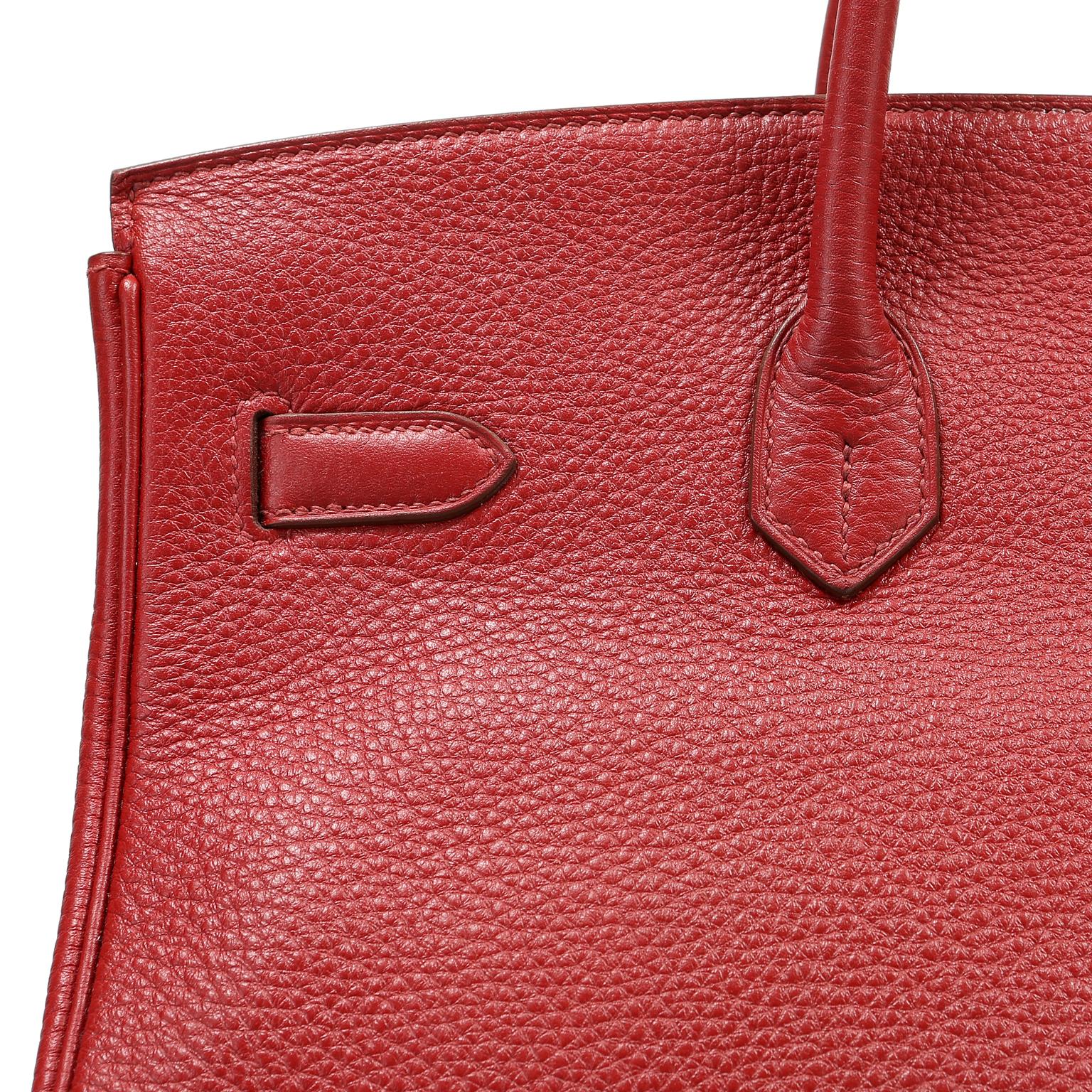 Hermès Rouge VIF Clemence 35 cm Birkin Bag 4