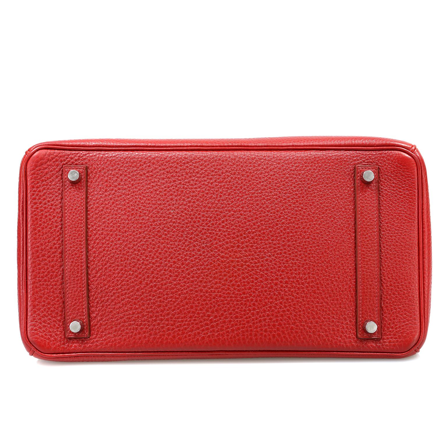 Red Hermès Rouge VIF Clemence 35 cm Birkin Bag