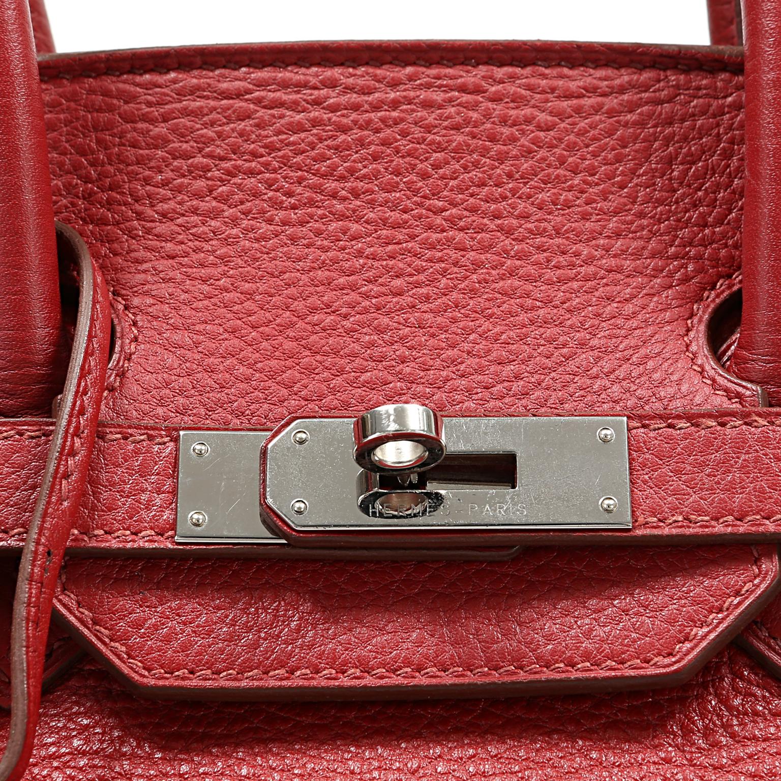 Women's Hermès Rouge VIF Clemence 35 cm Birkin Bag