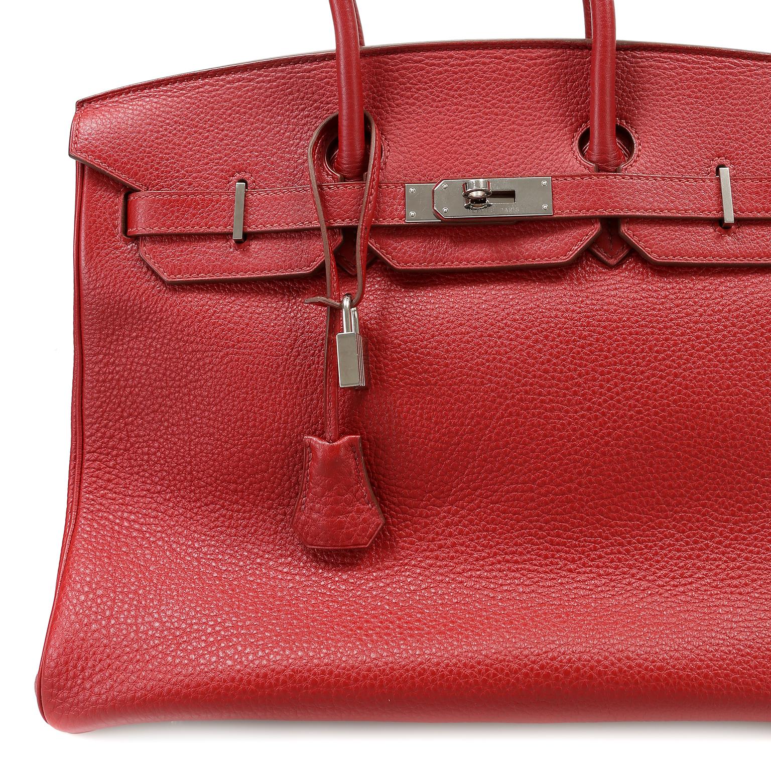 Hermès Rouge VIF Clemence 35 cm Birkin Bag 2