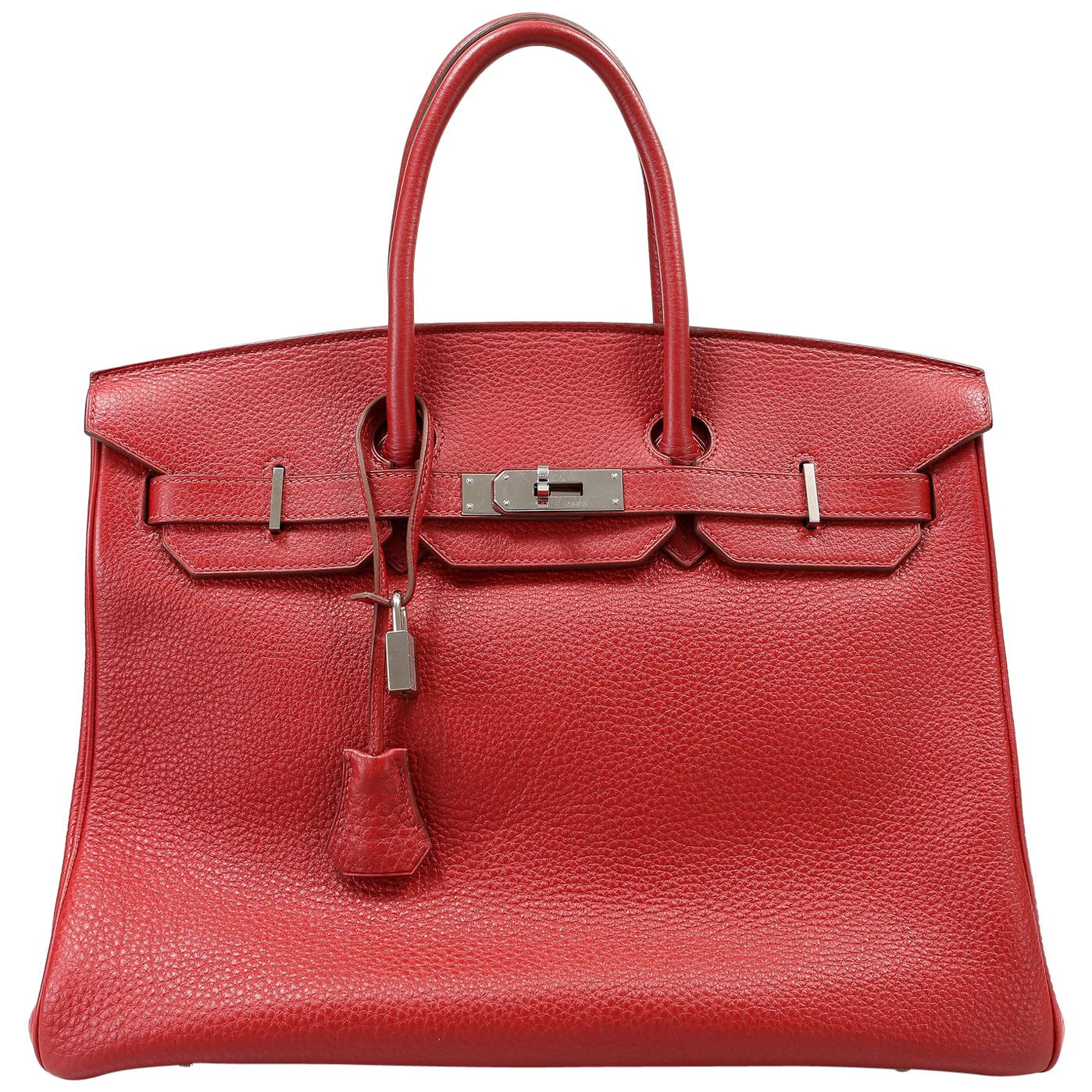 Hermès Rouge VIF Clemence 35 cm Birkin Bag