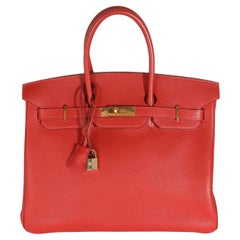 Hermès Rouge Vif Clemence Birkin 35 GHW