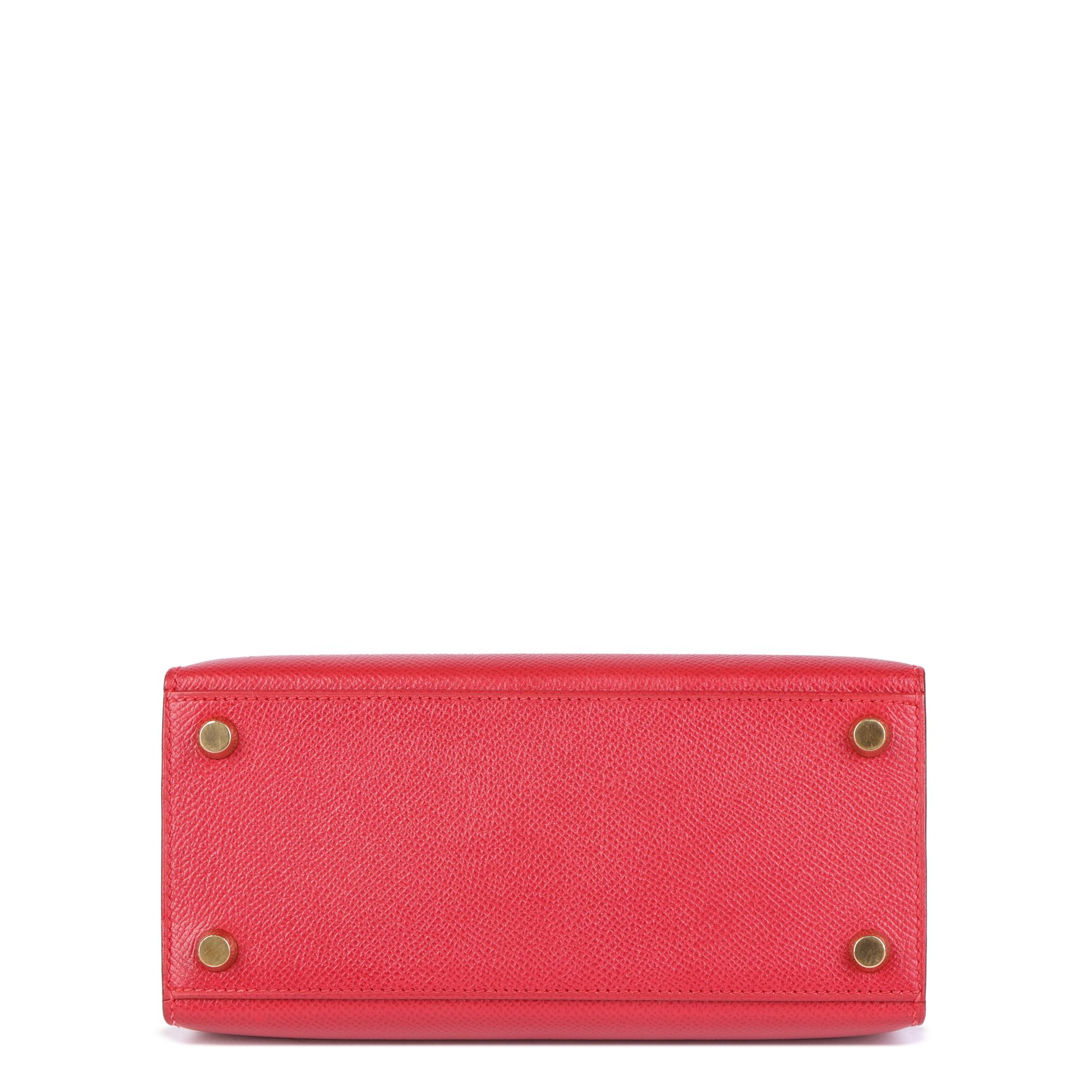 Hermès Rouge Vif Couchevel Leather Kelly 20cm Sellier en vente 2