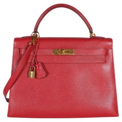 Hermès Rouge Vif Courchevel Kelly Sellier 32 GHW