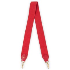 HERMES Rouge Vif Courchevel leather & canvas SANGLE KELLY 50mm Bag Strap