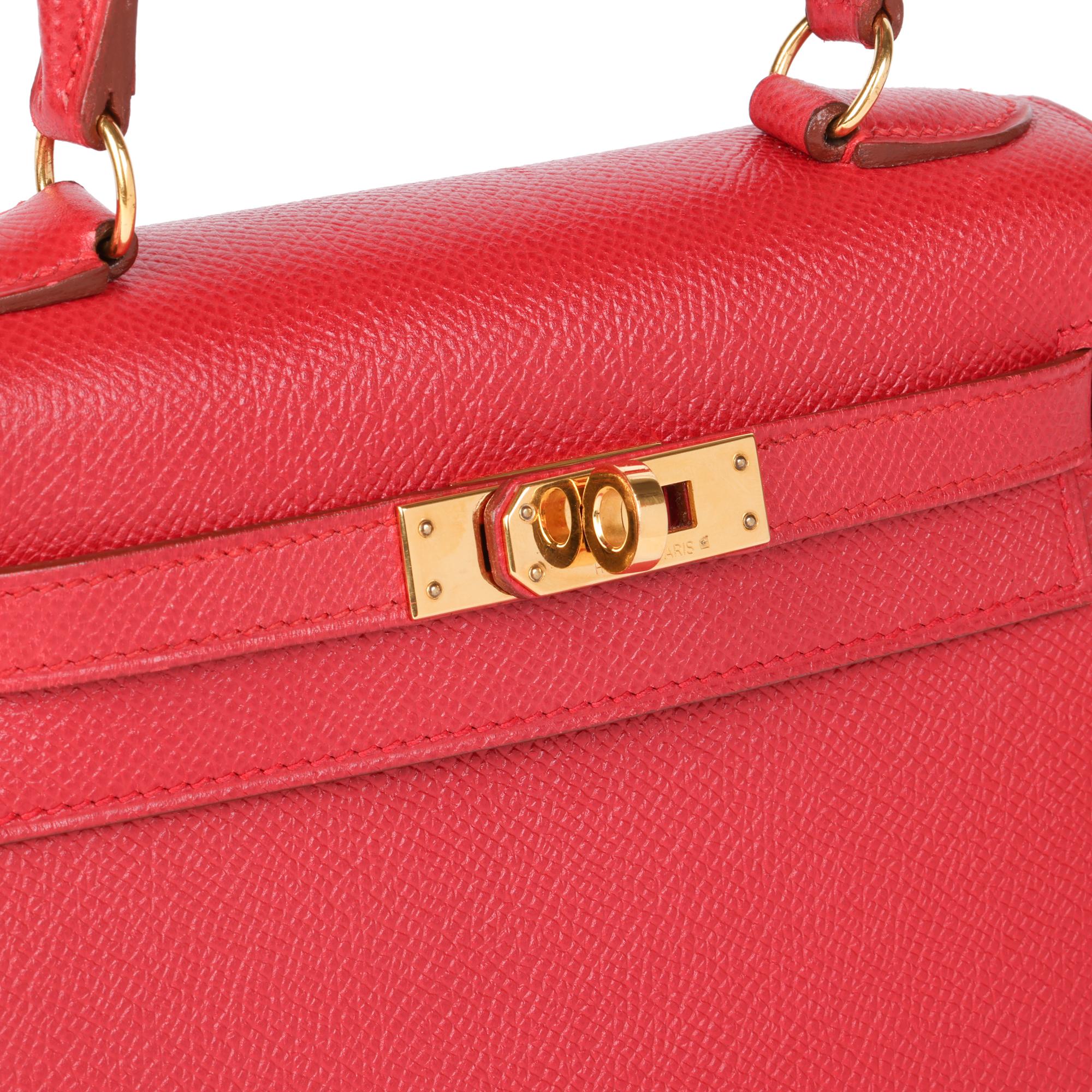 Hermès Rouge Vif Courchevel Pelle Kelly 20cm Sellier in vendita 2
