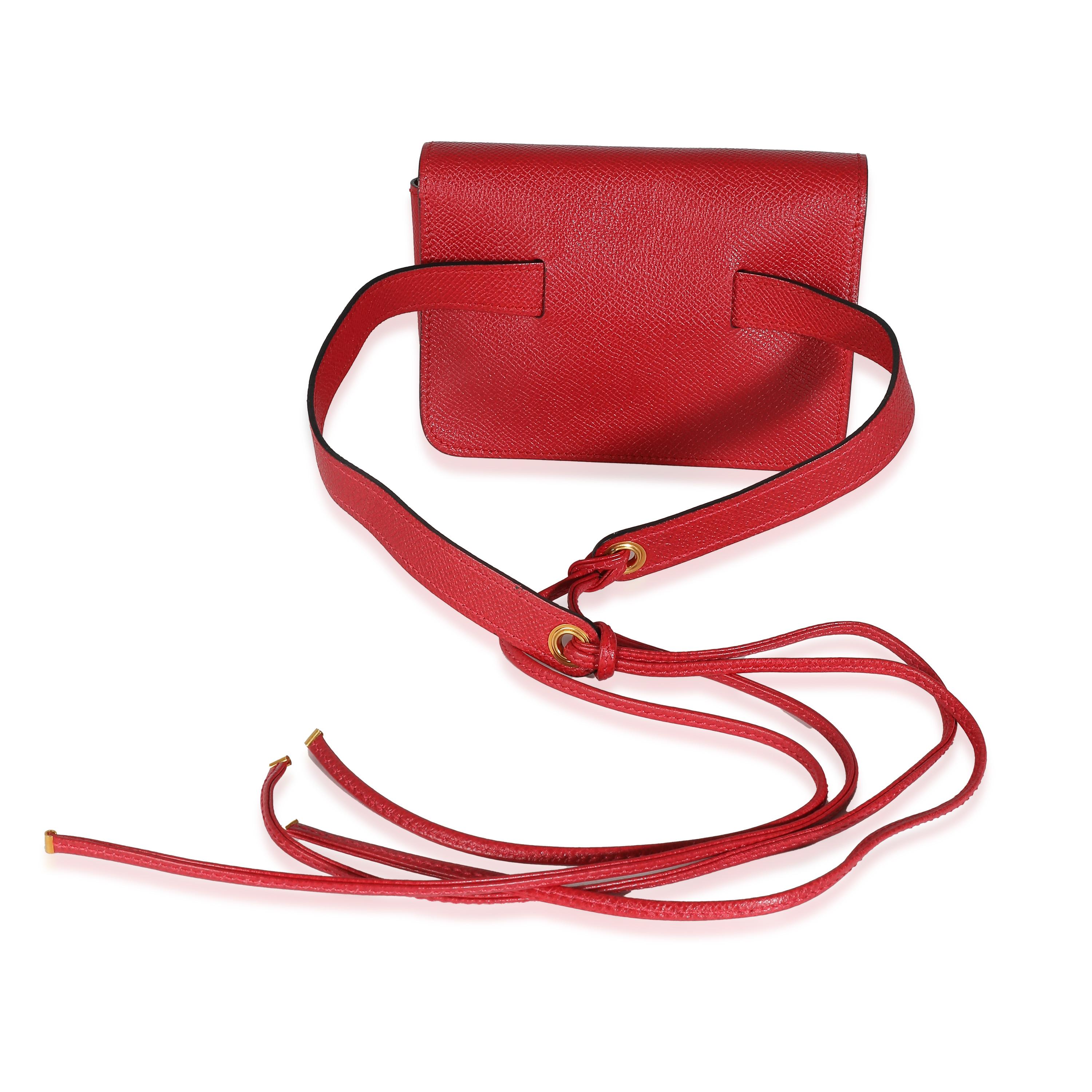 Listing Title: Hermès Rouge Vif Courchevel Pochette Belt Bag GHW
SKU: 141460
Condition: Pre-owned 
Handbag Condition: Very Good
Condition Comments: Item is in very good condition with minor signs of wear.  Faint corner scuffing and along strap.