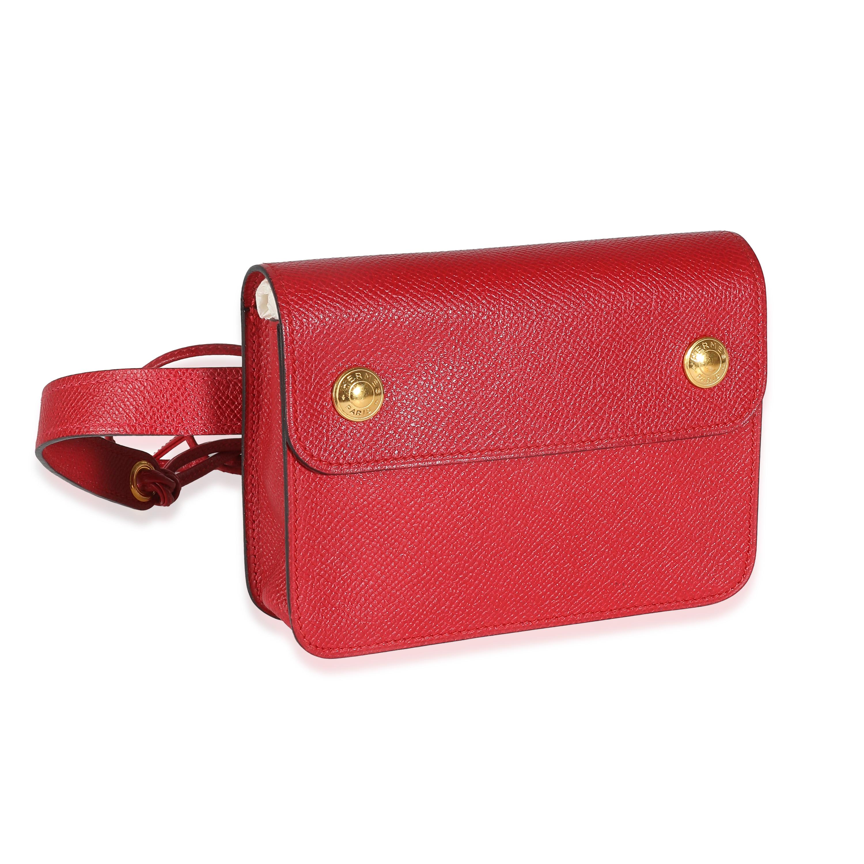 Red Hermès Rouge Vif Courchevel Pochette Belt Bag GHW For Sale